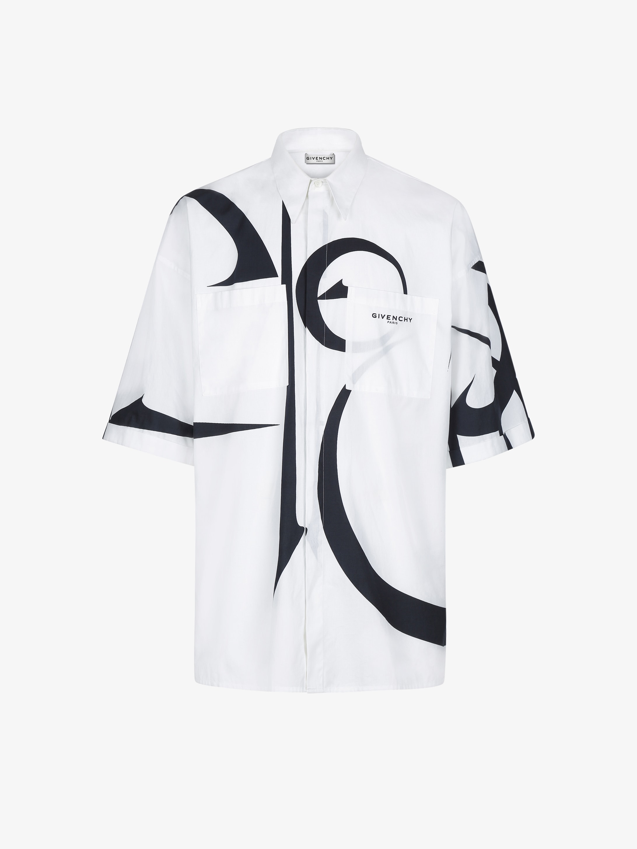 Oversized shirt with calligraphic pattern