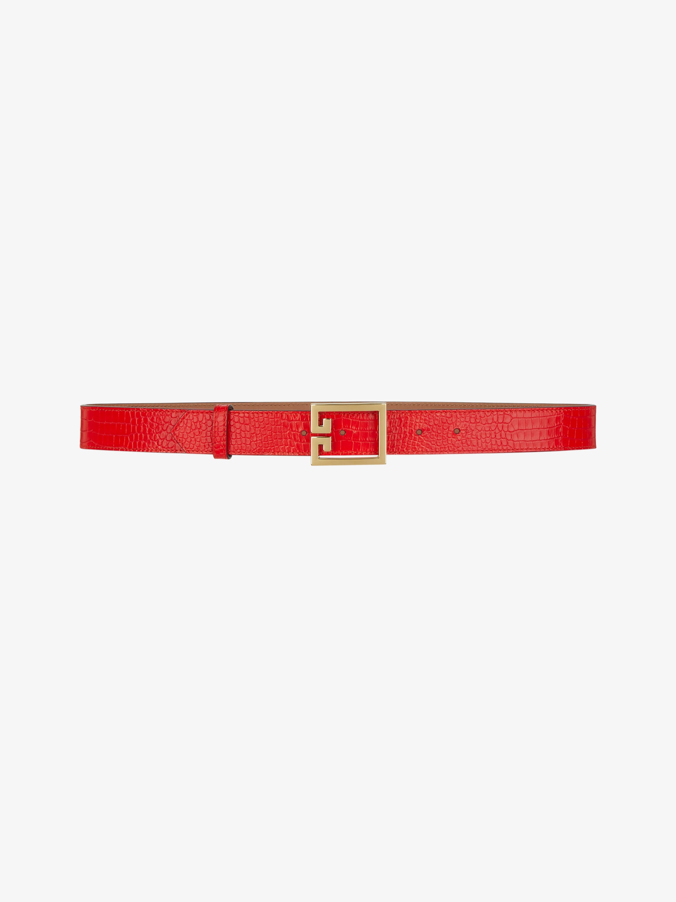Double G belt in crocodile effect leather