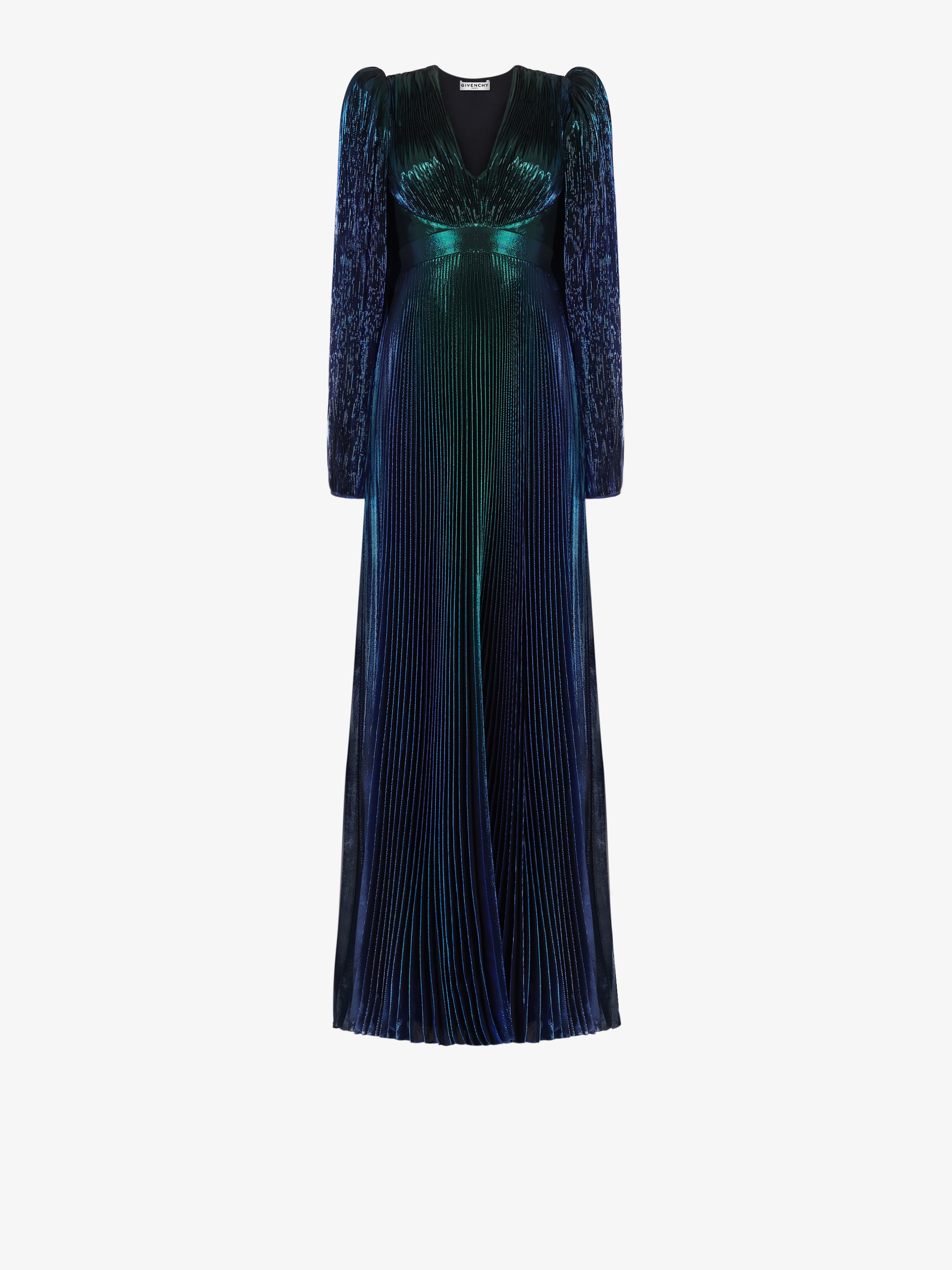 Robe de soirée en lamé plissé dégradé