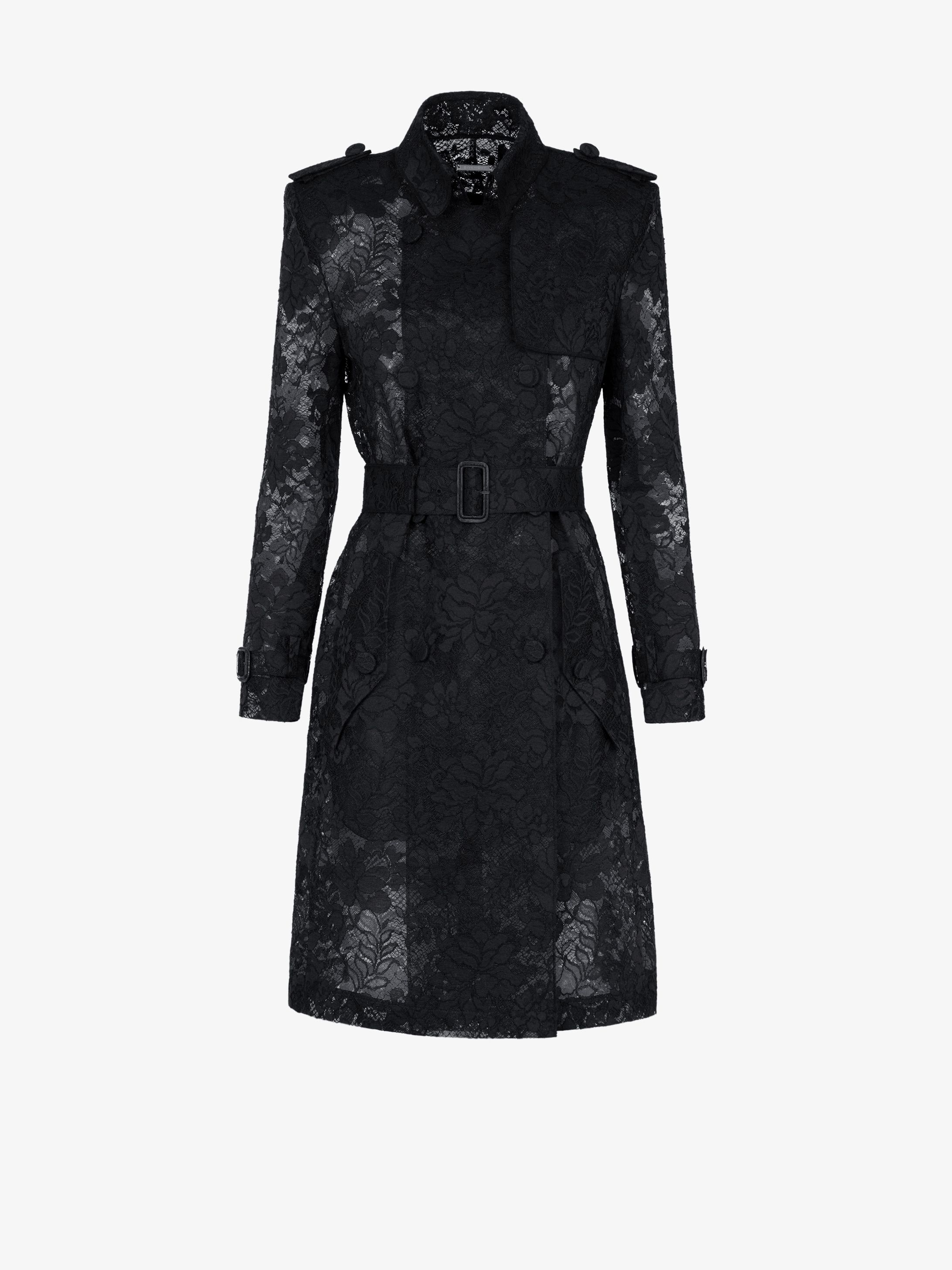 Trench jacket in lace with belt