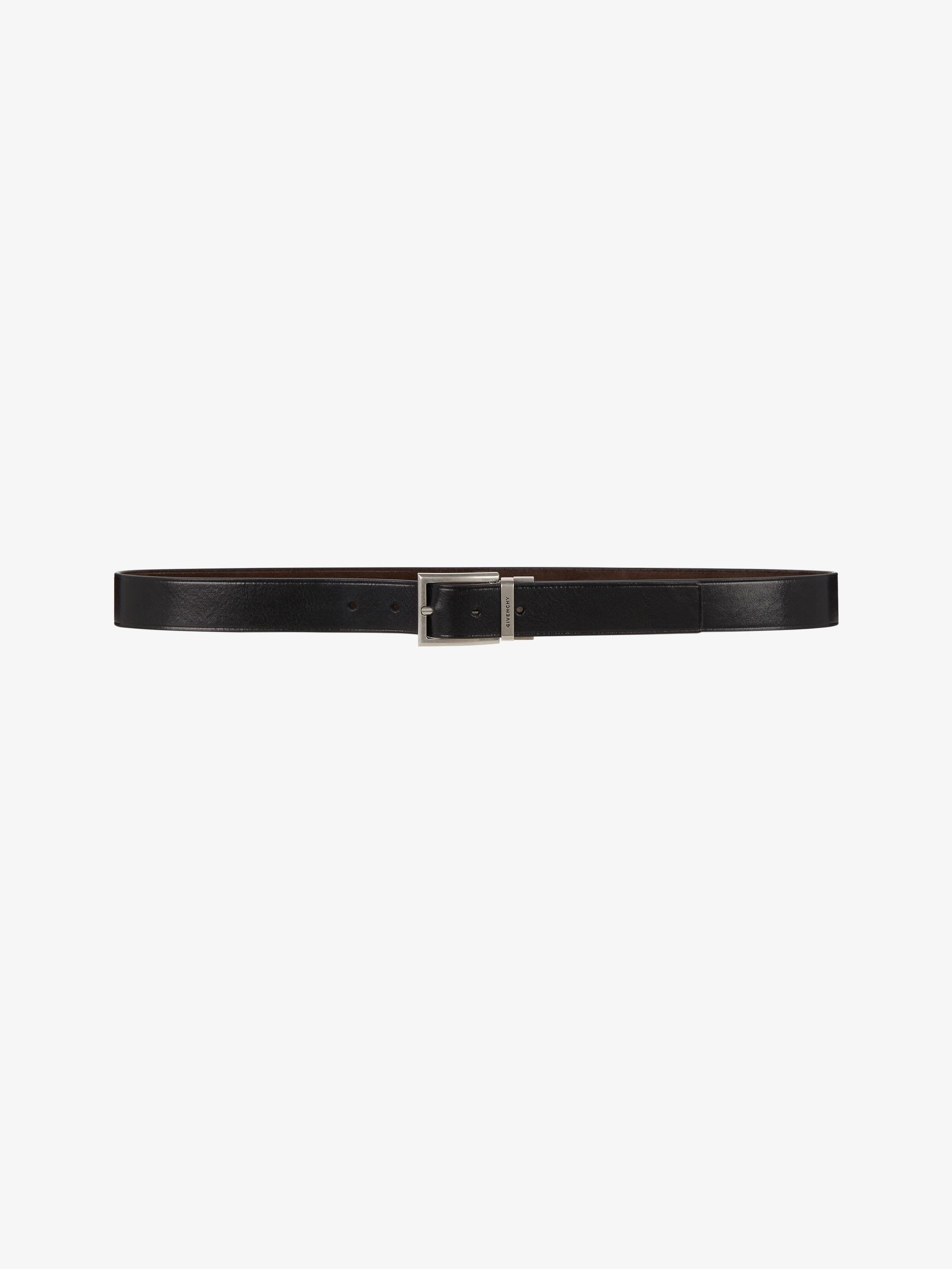 Reversible belt in leather and suede