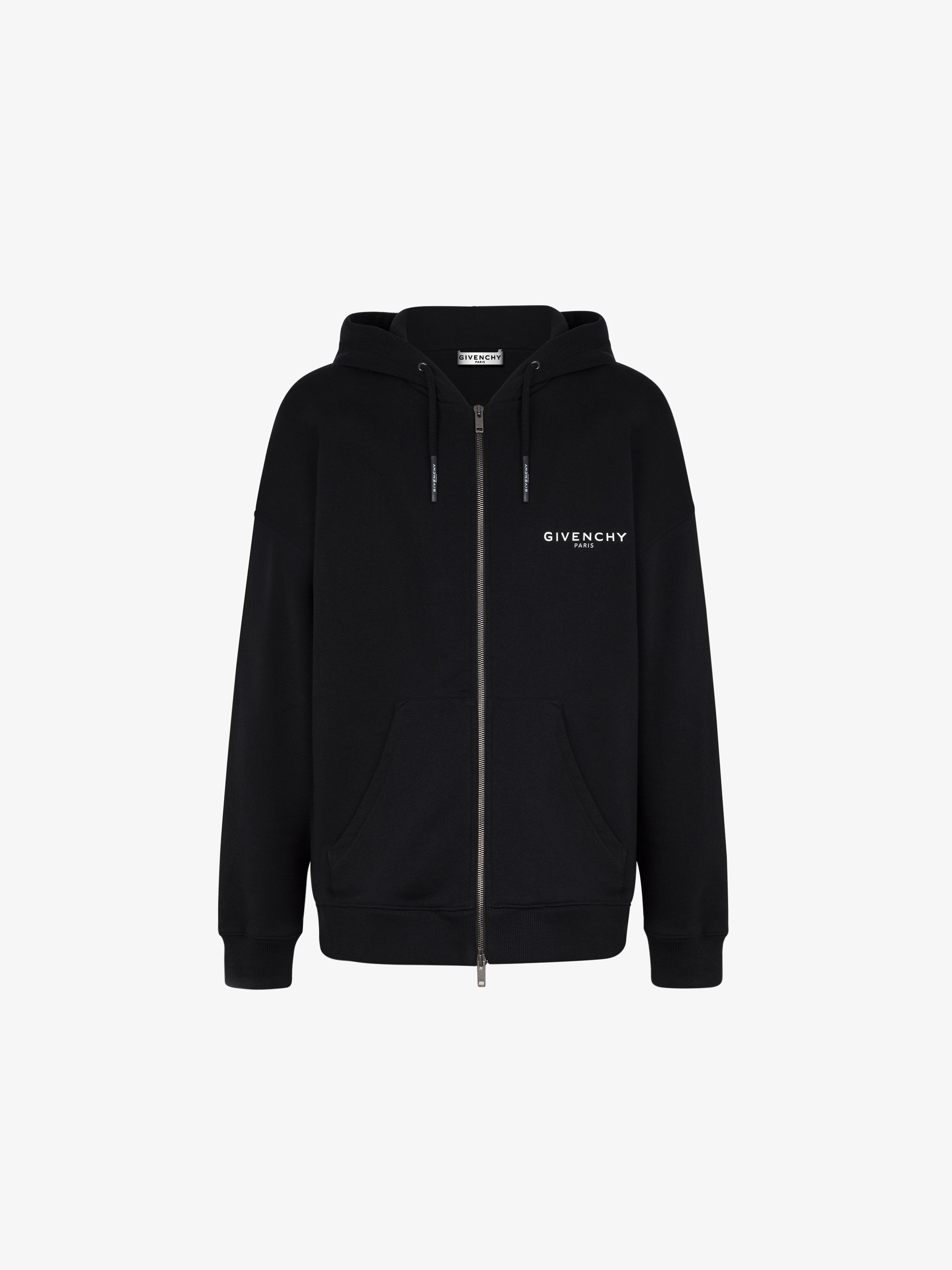 Peony embroidered zipped hoodie