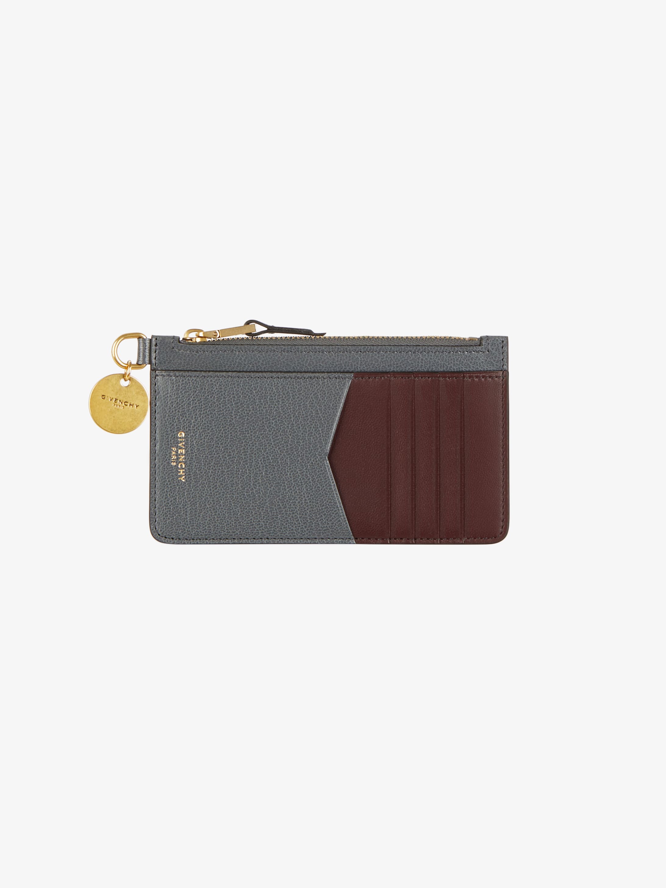 Two-toned GV3 zipped card holder in leather