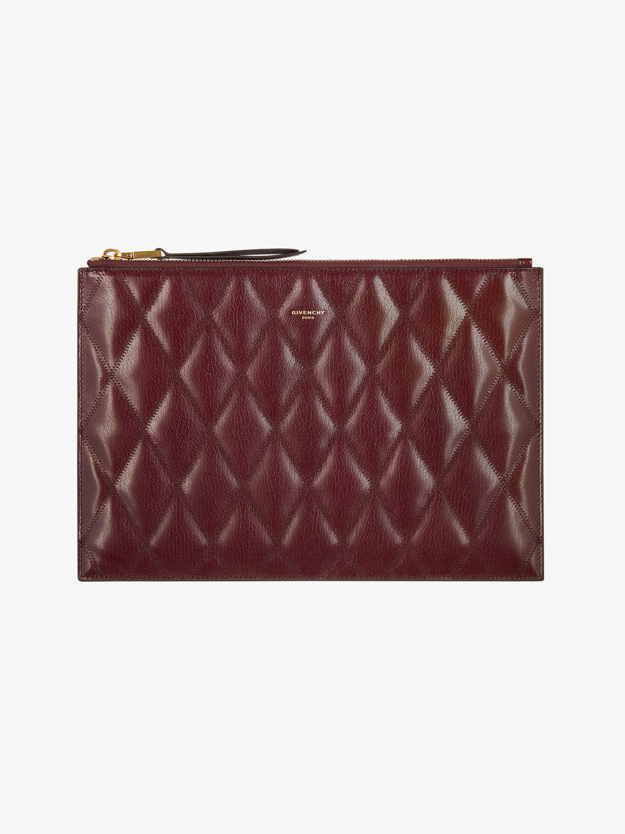 Medium pouch in diamond quilted leather