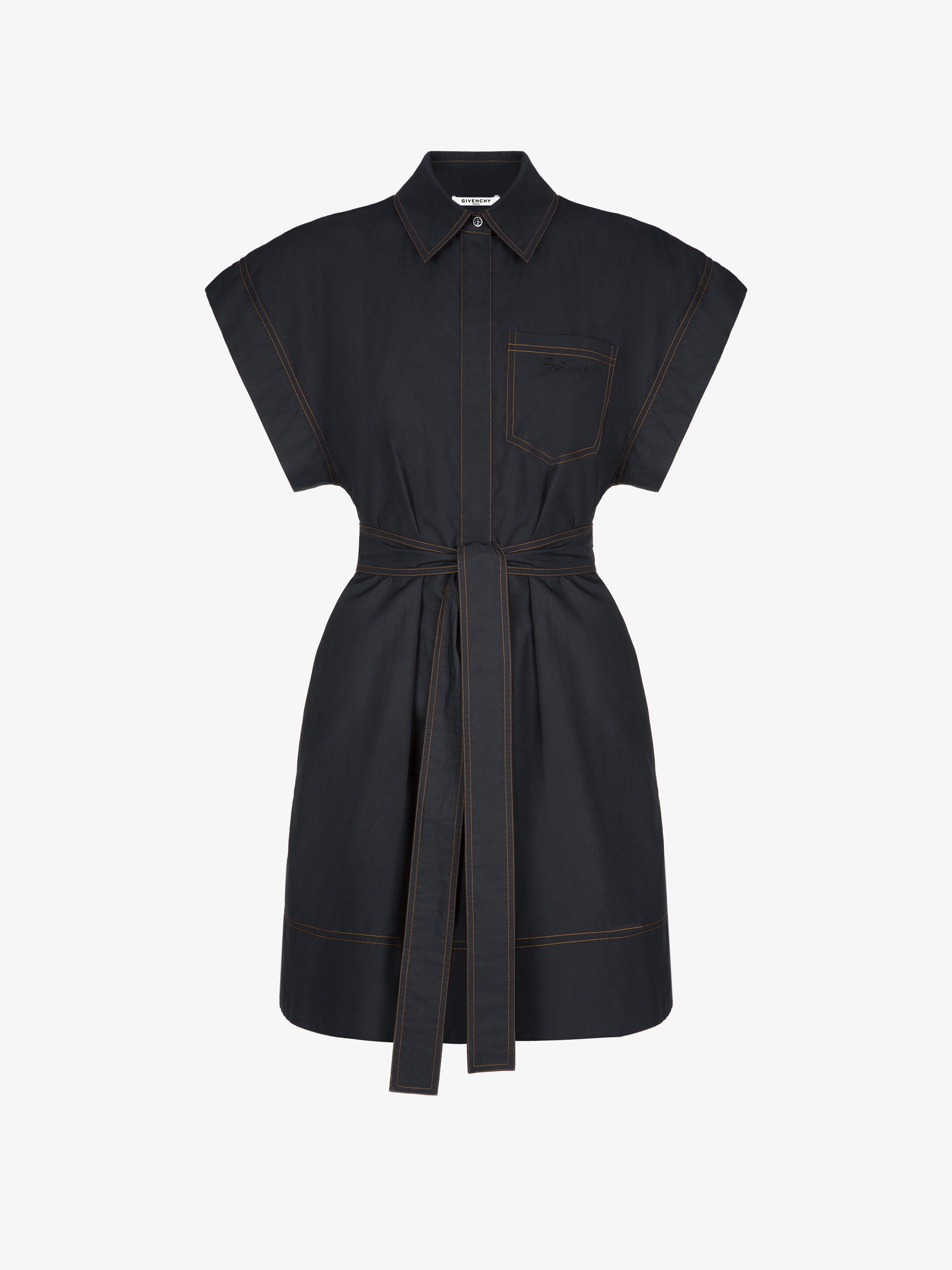 Short shirt dress with contrasting stitching