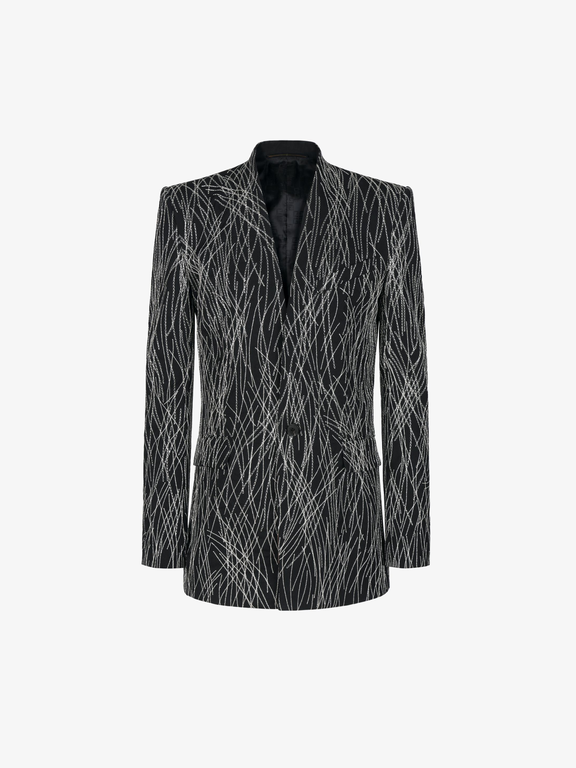 Veste de soirée en laine à broderies métallisées
