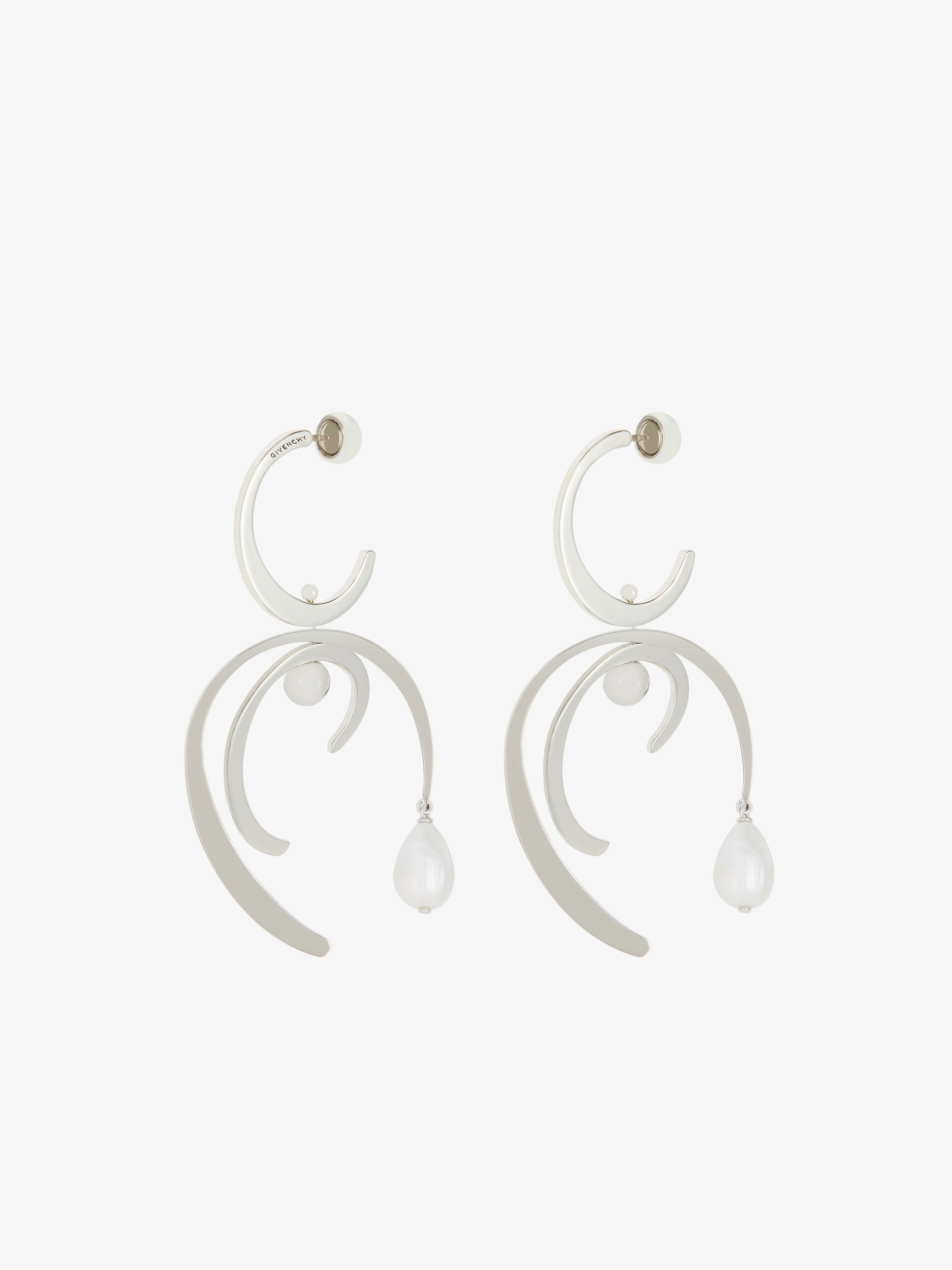 Harp earrings with pearls