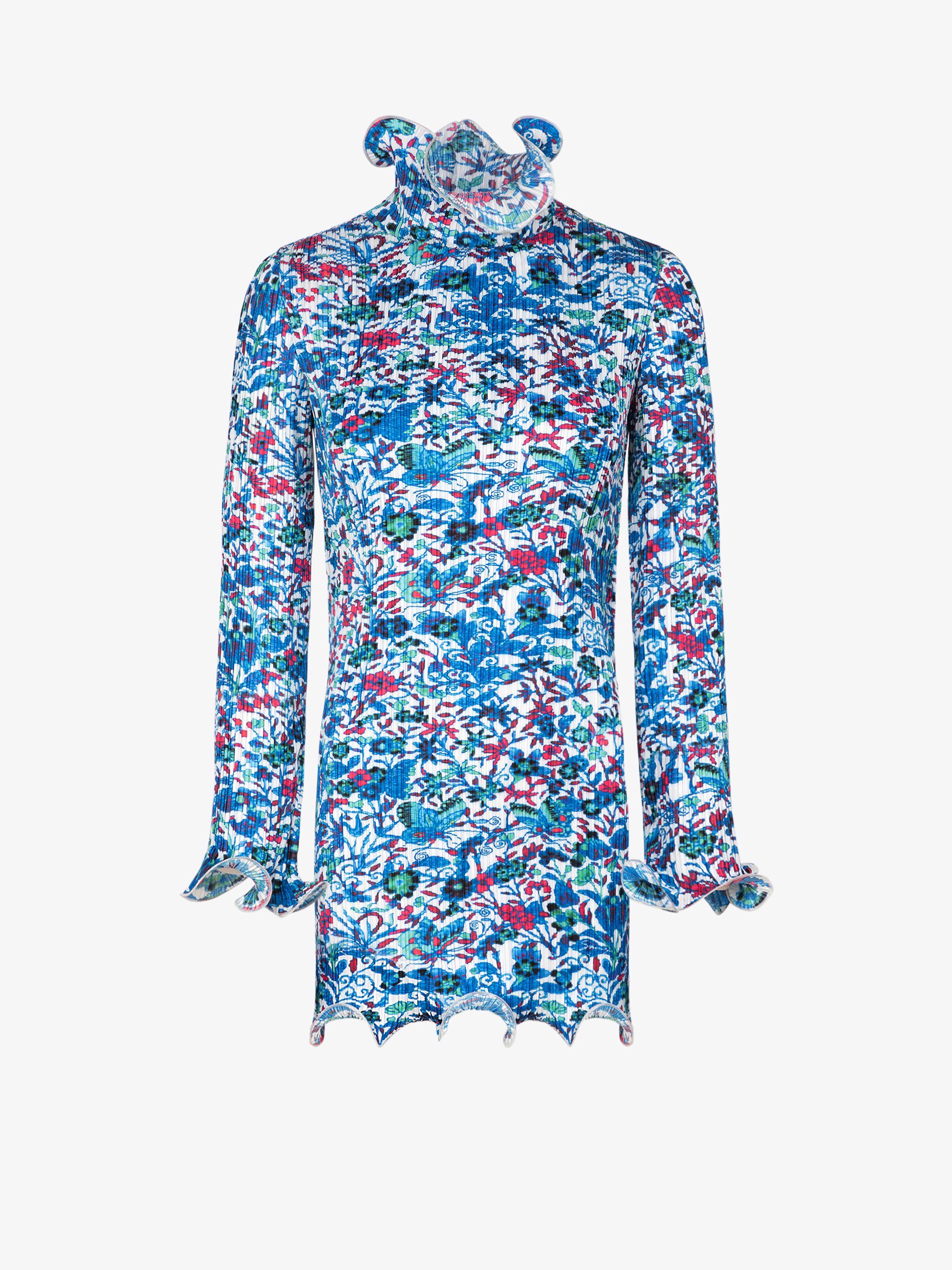 Pleated dress with floral print