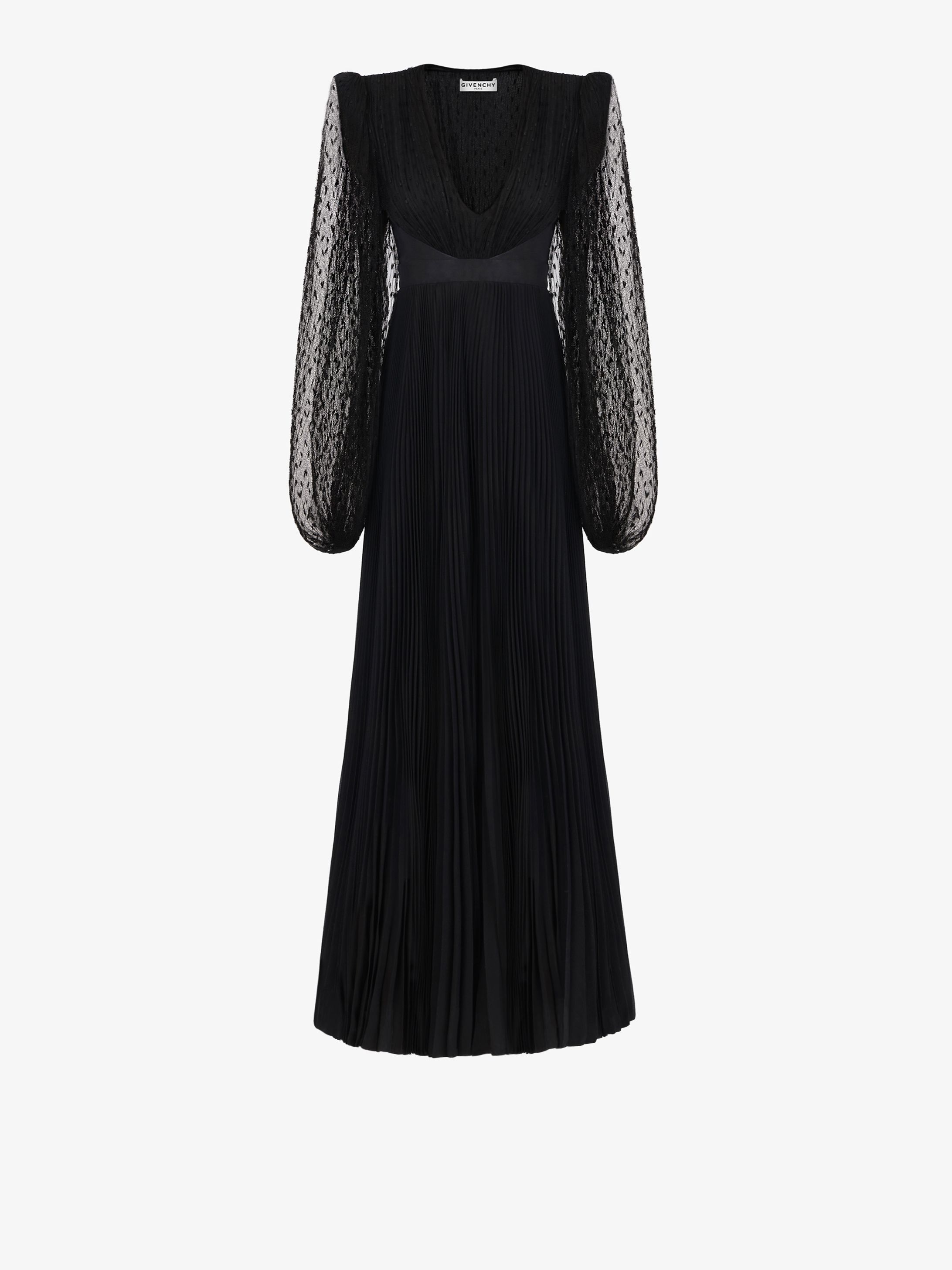 Evening dress in silk and lace