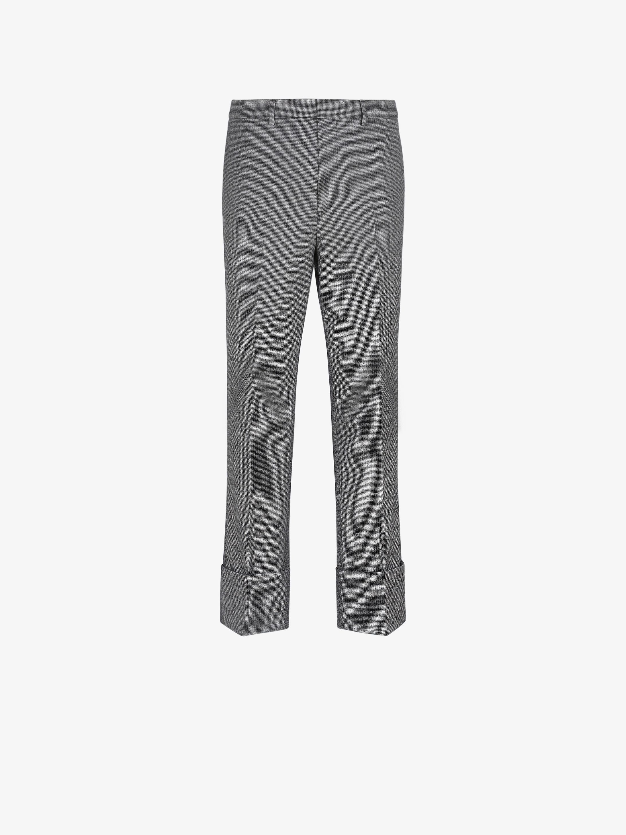 Slim fit bi-material formal pants with reverses
