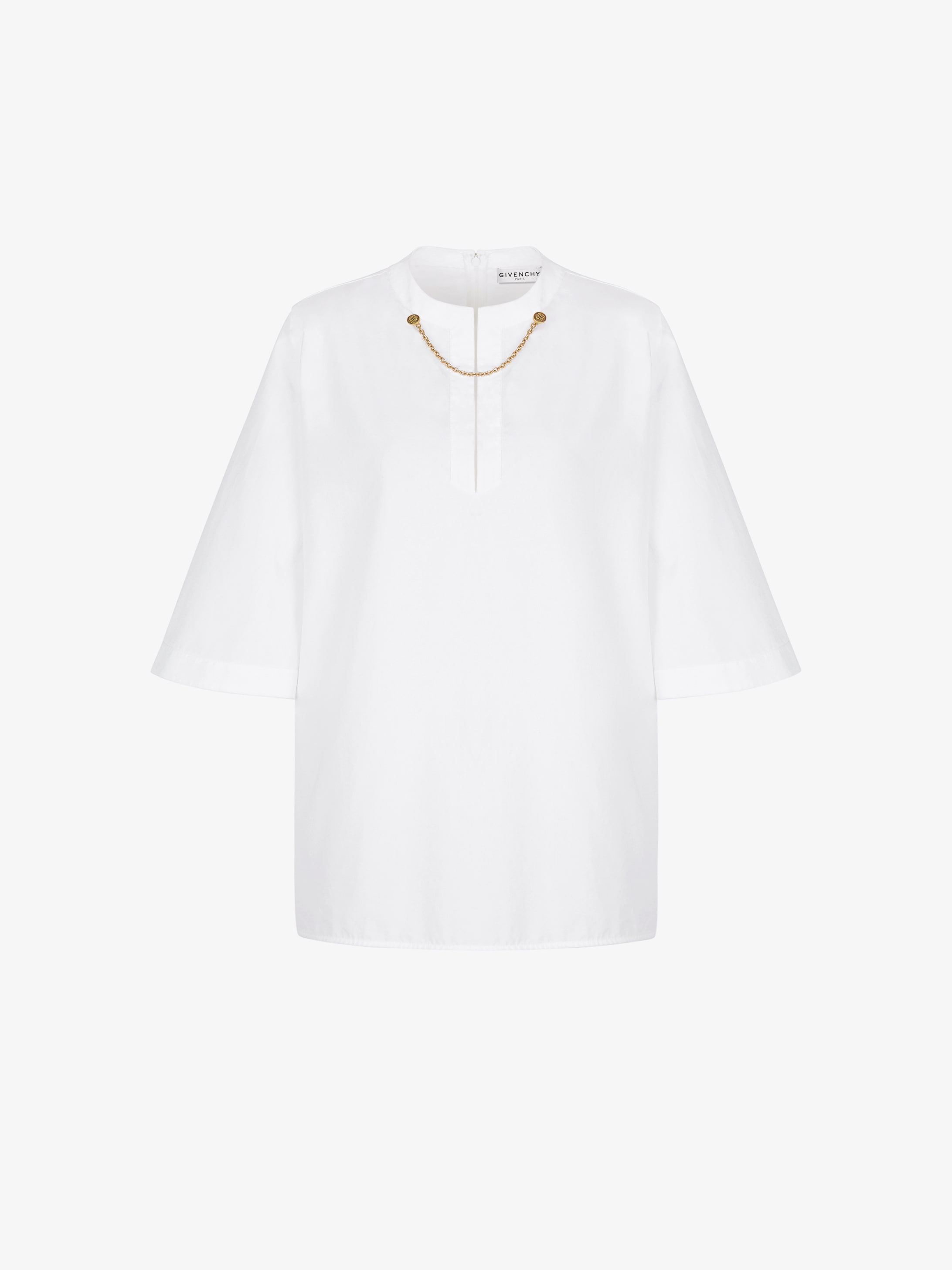 Blouse in cotton with chain collar