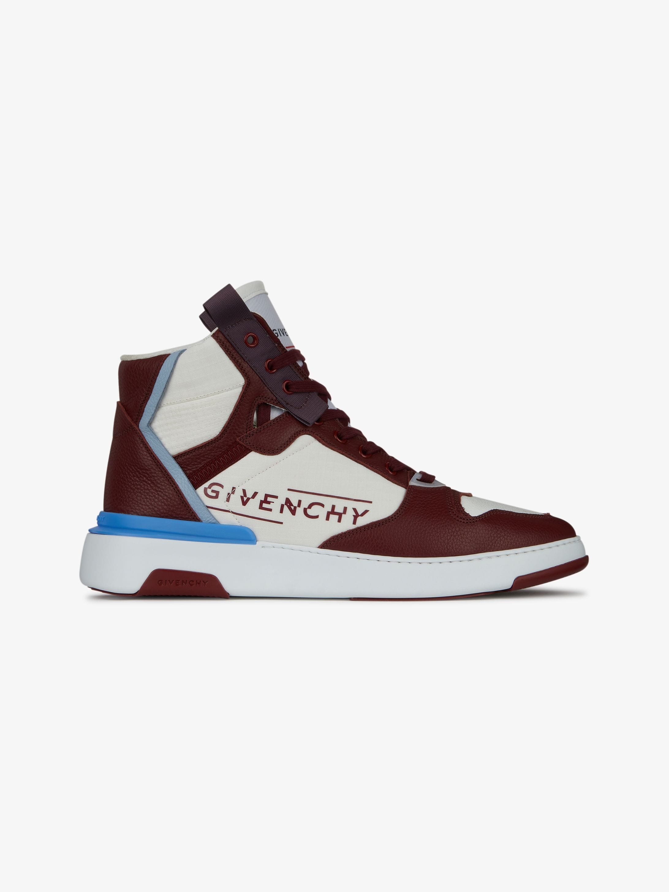 WING high sneakers in nylon and leather