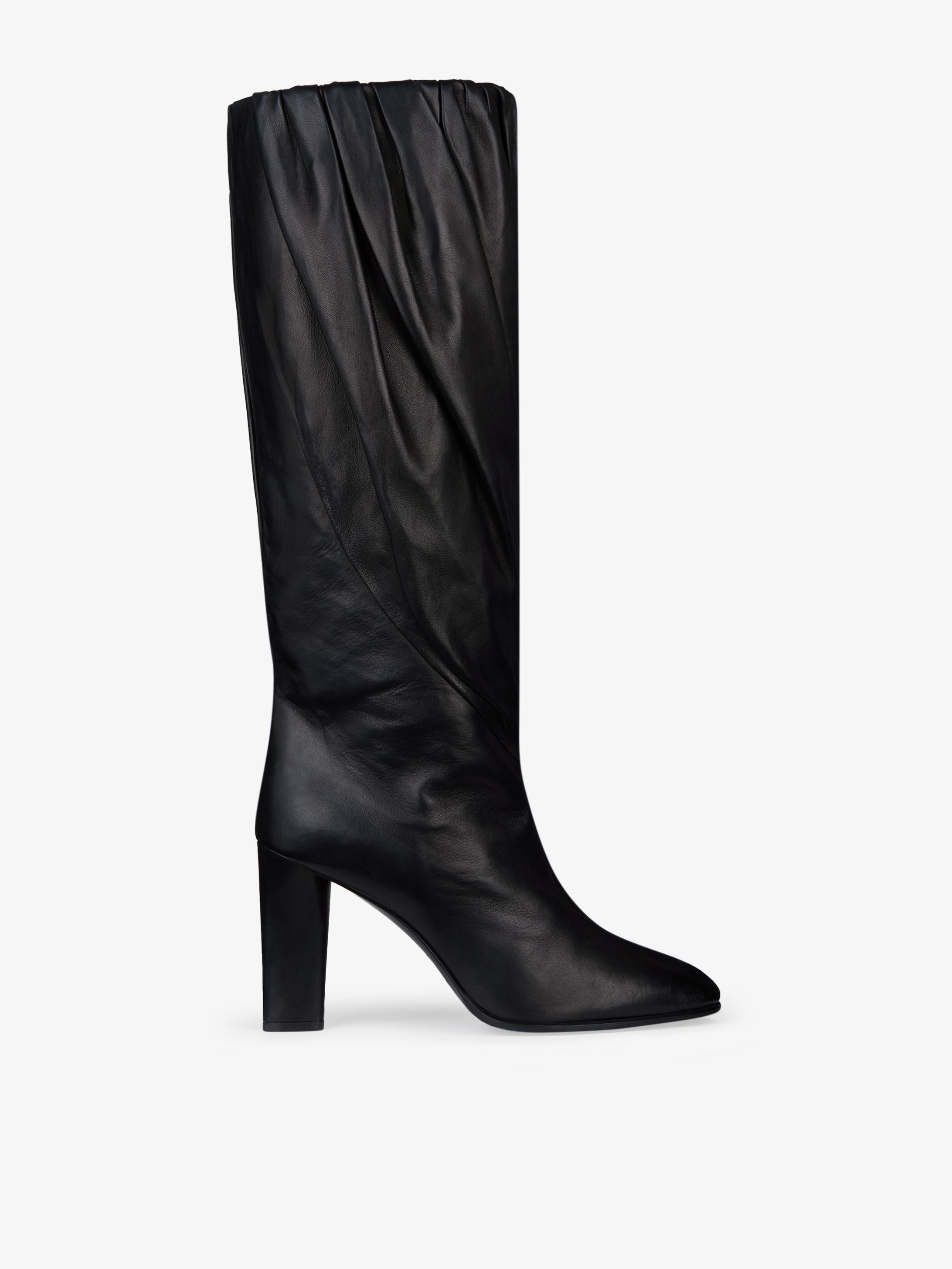 Bottes en cuir plissé