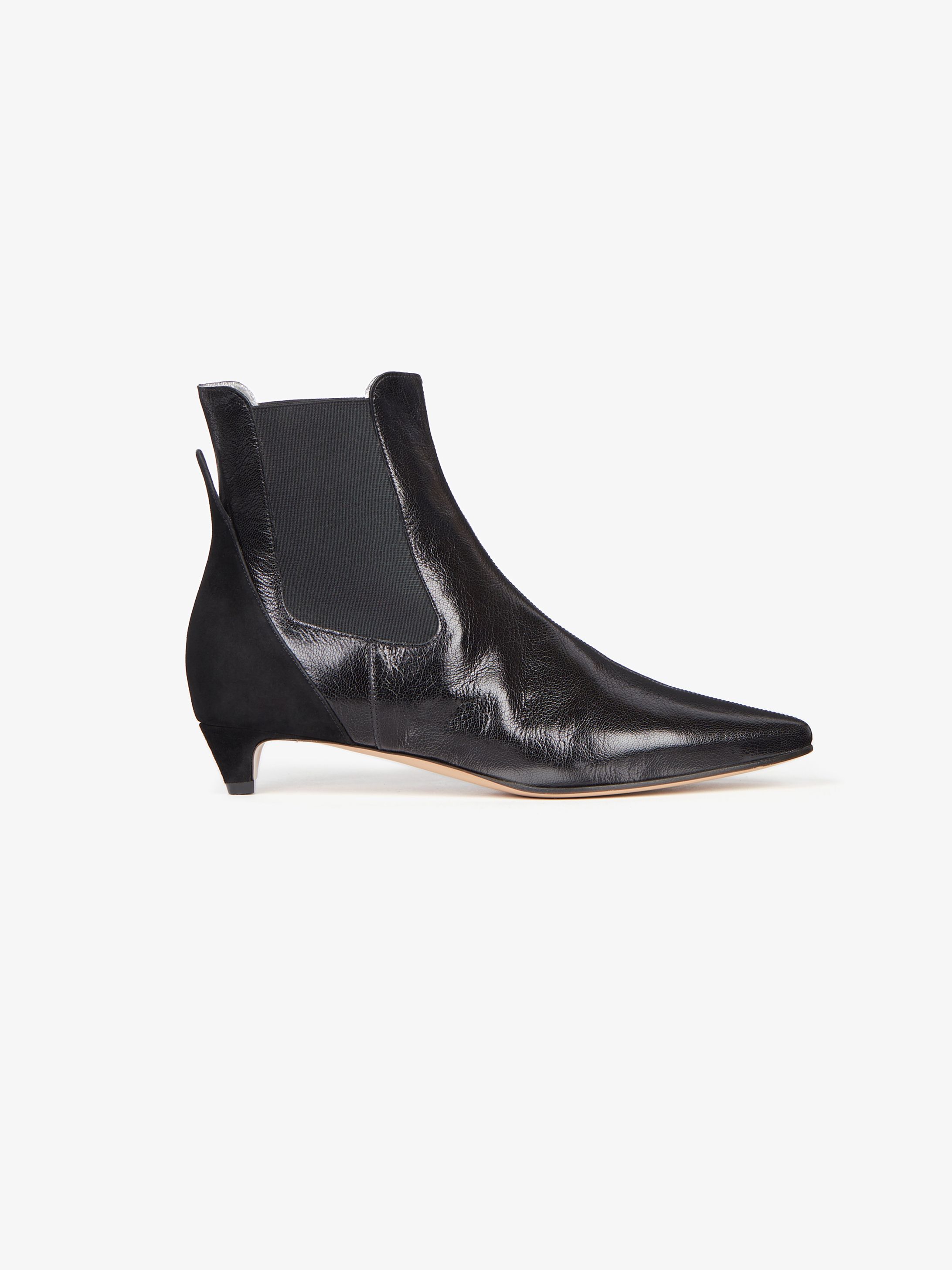 Mid-heel Chelsea boots in leather and suede