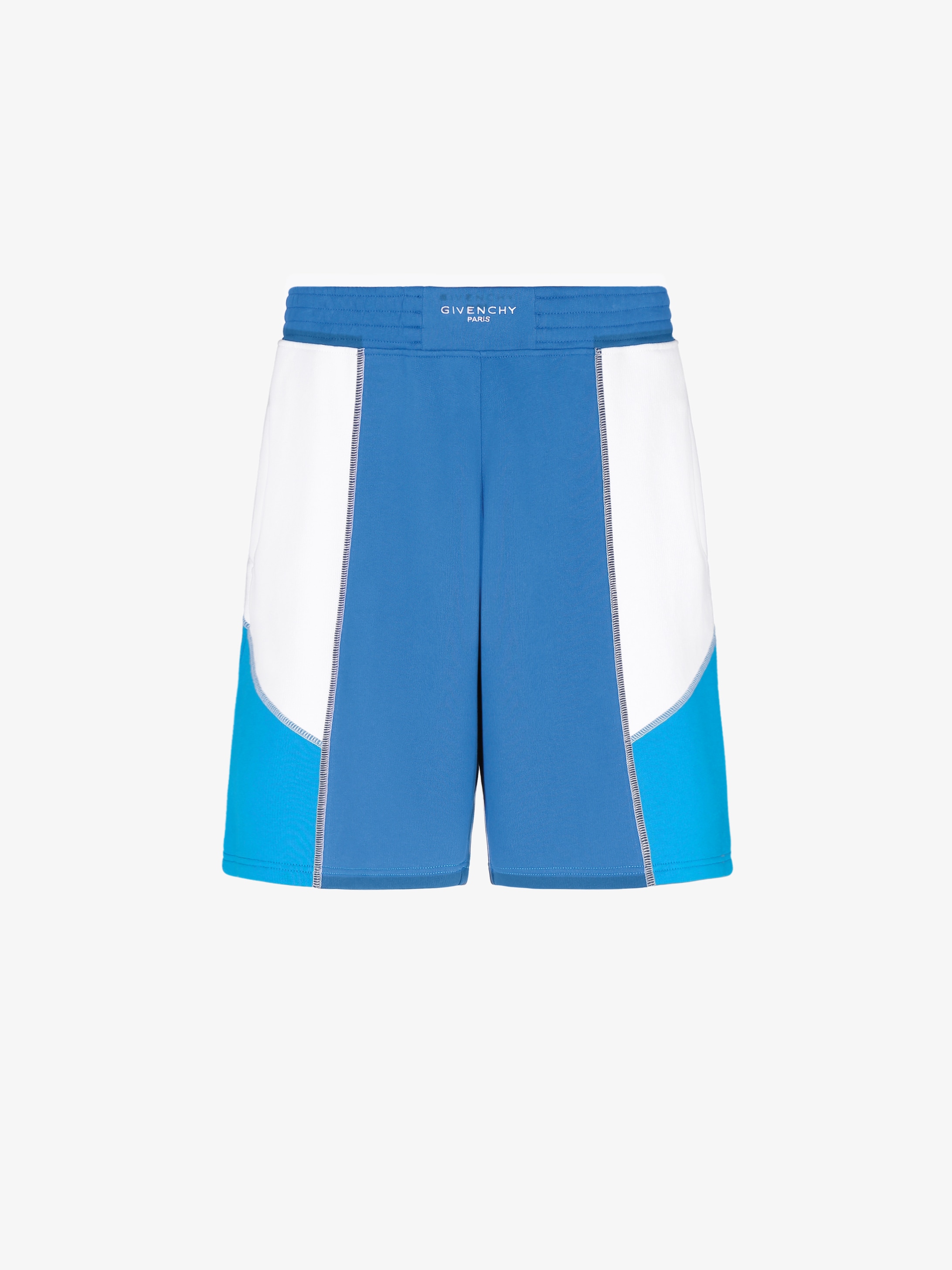 Three tone contrasting stitching short pants