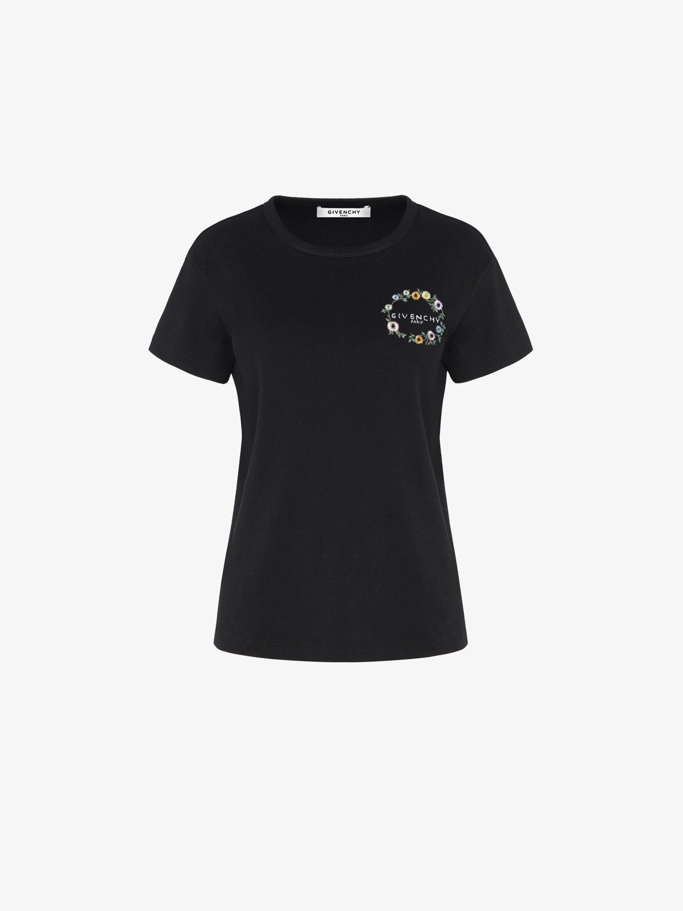 T-shirt slim à broderie florale GIVENCHY