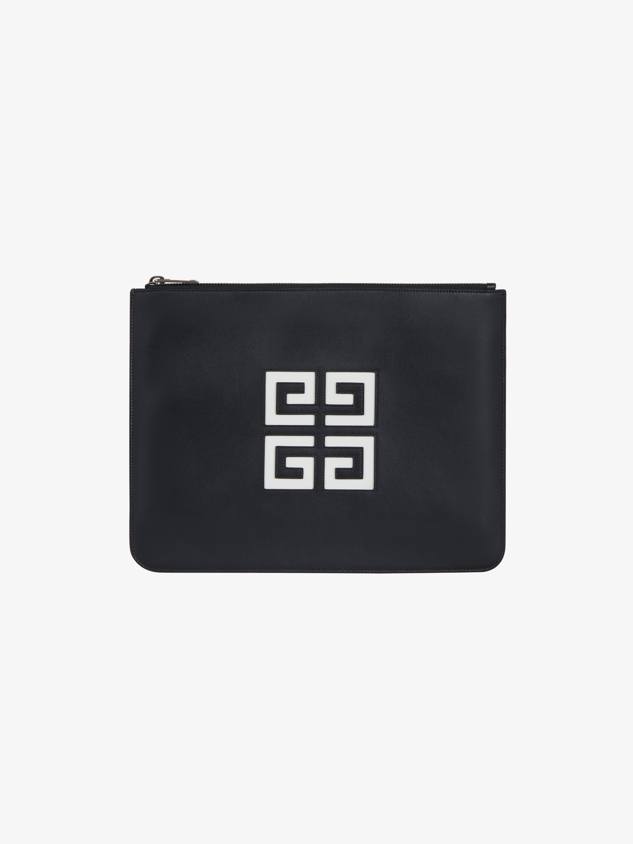 4G large zipped pouch in leather 