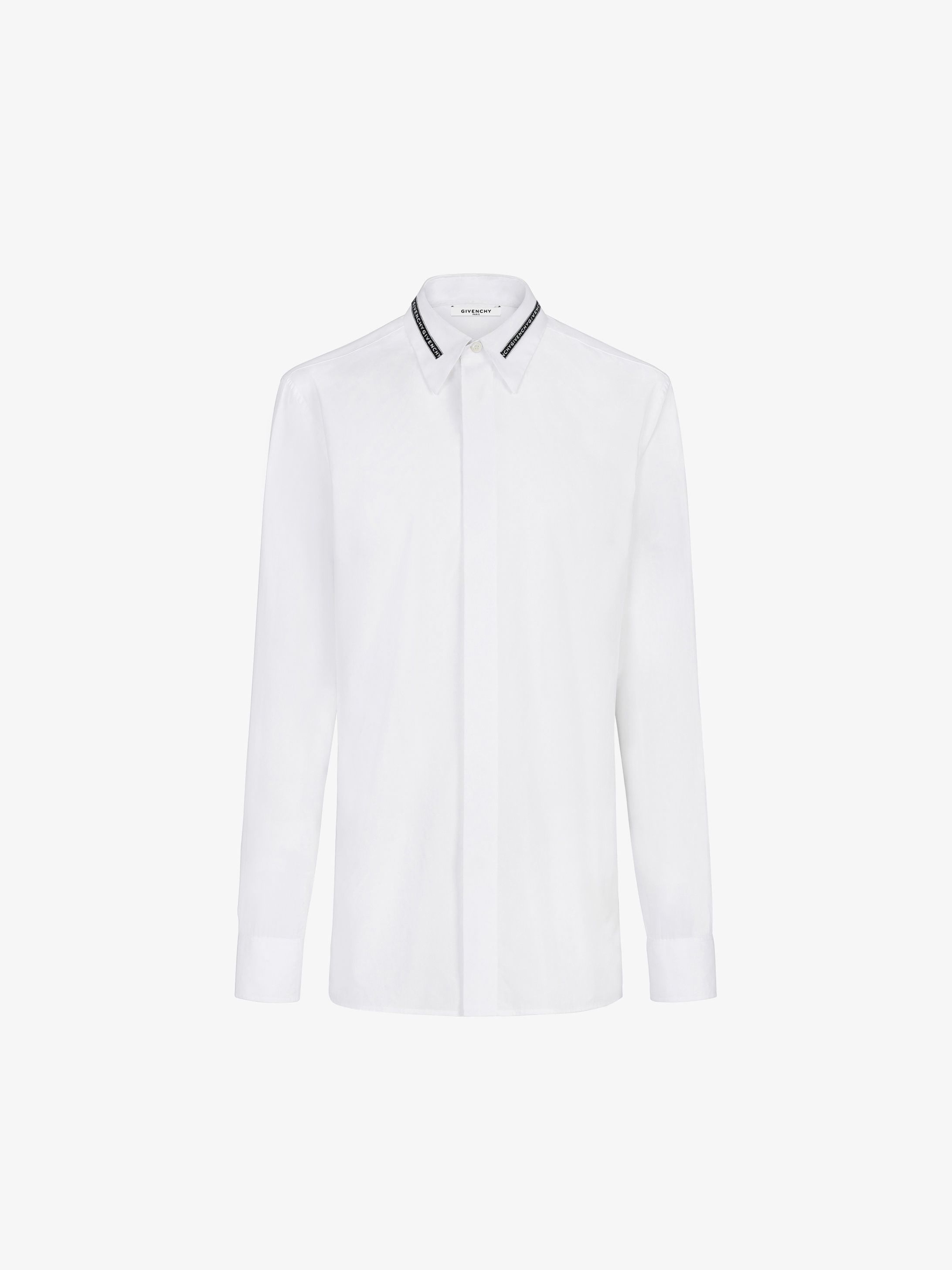 Chemise en twill de coton à col avec bande GIVENCHY