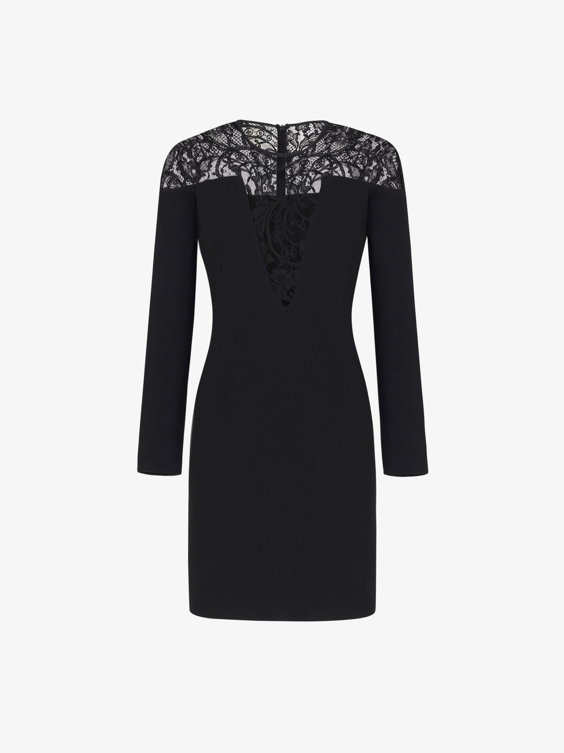 Dress in viscose and lace