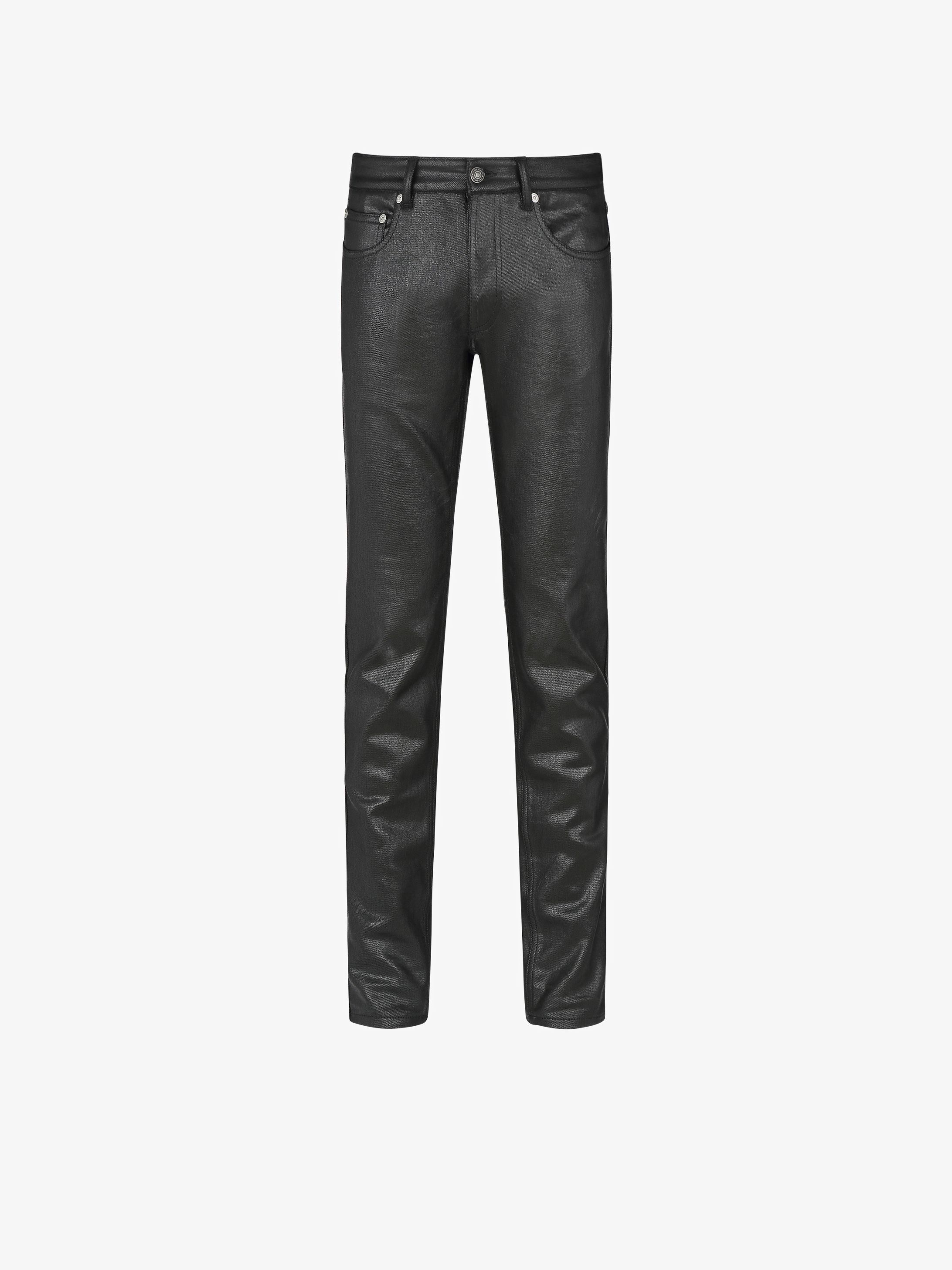 Skinny jeans in coated denim