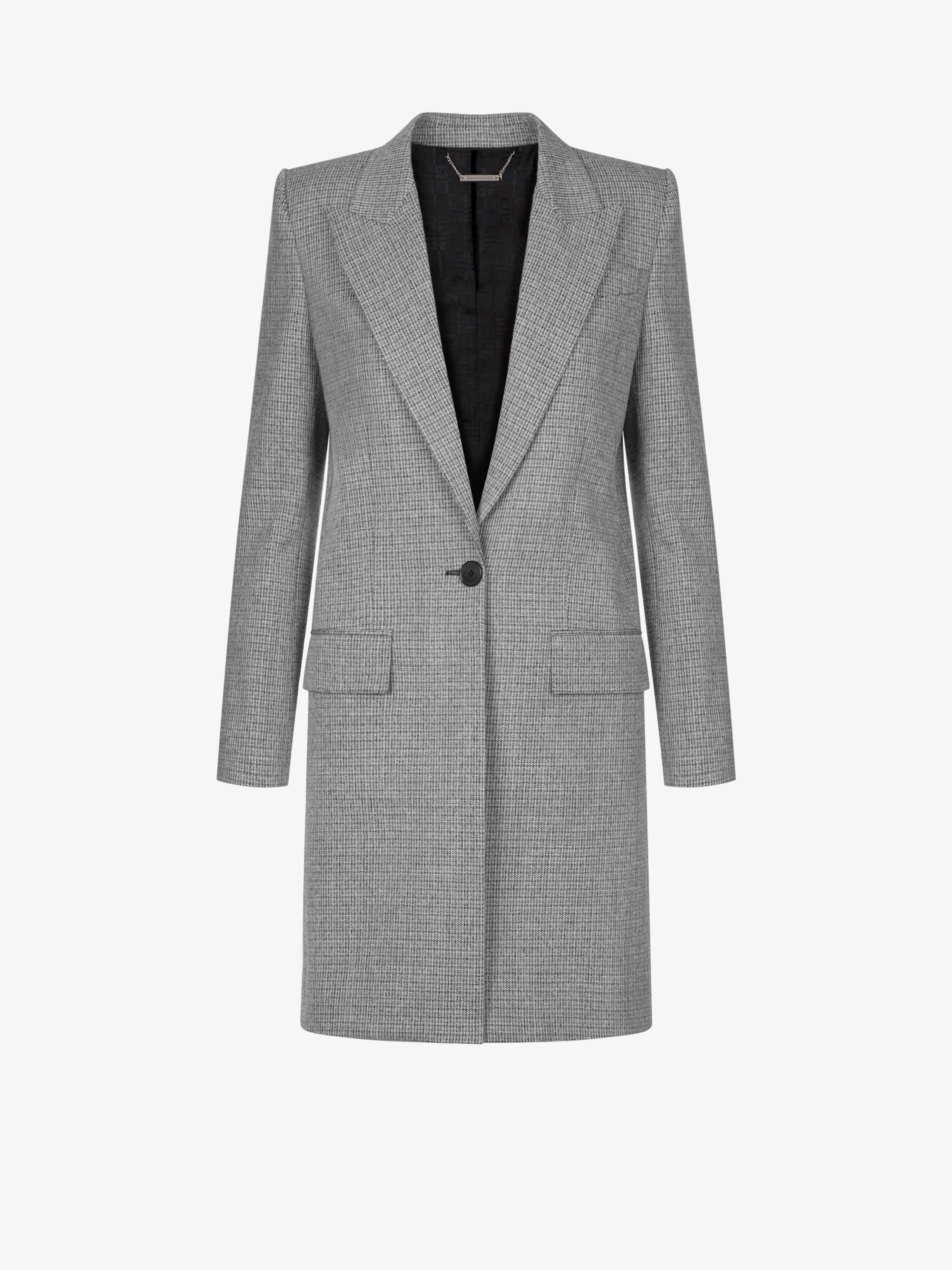 Checked coat in tweed
