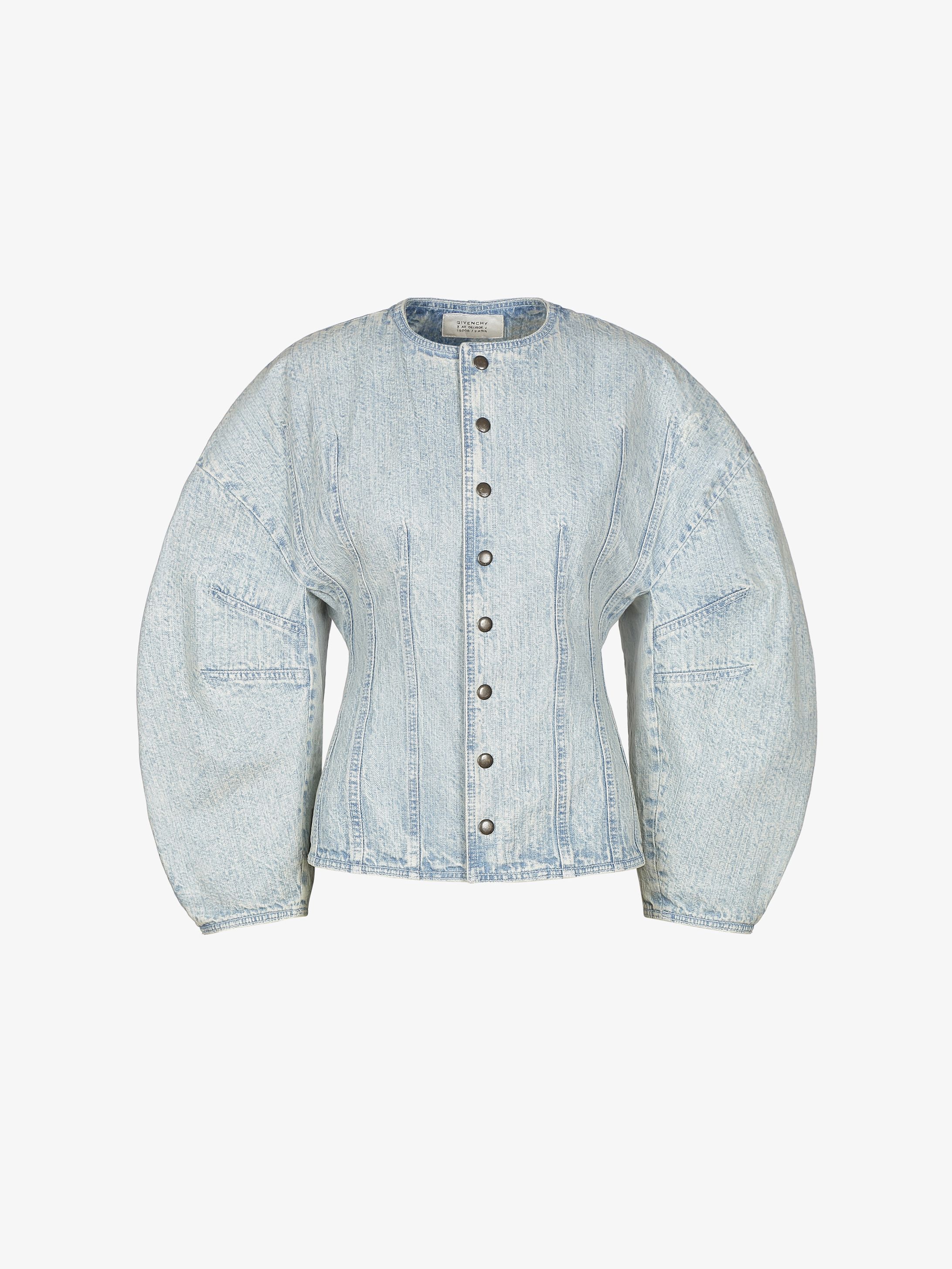 Blouson en denim à manches bouffantes