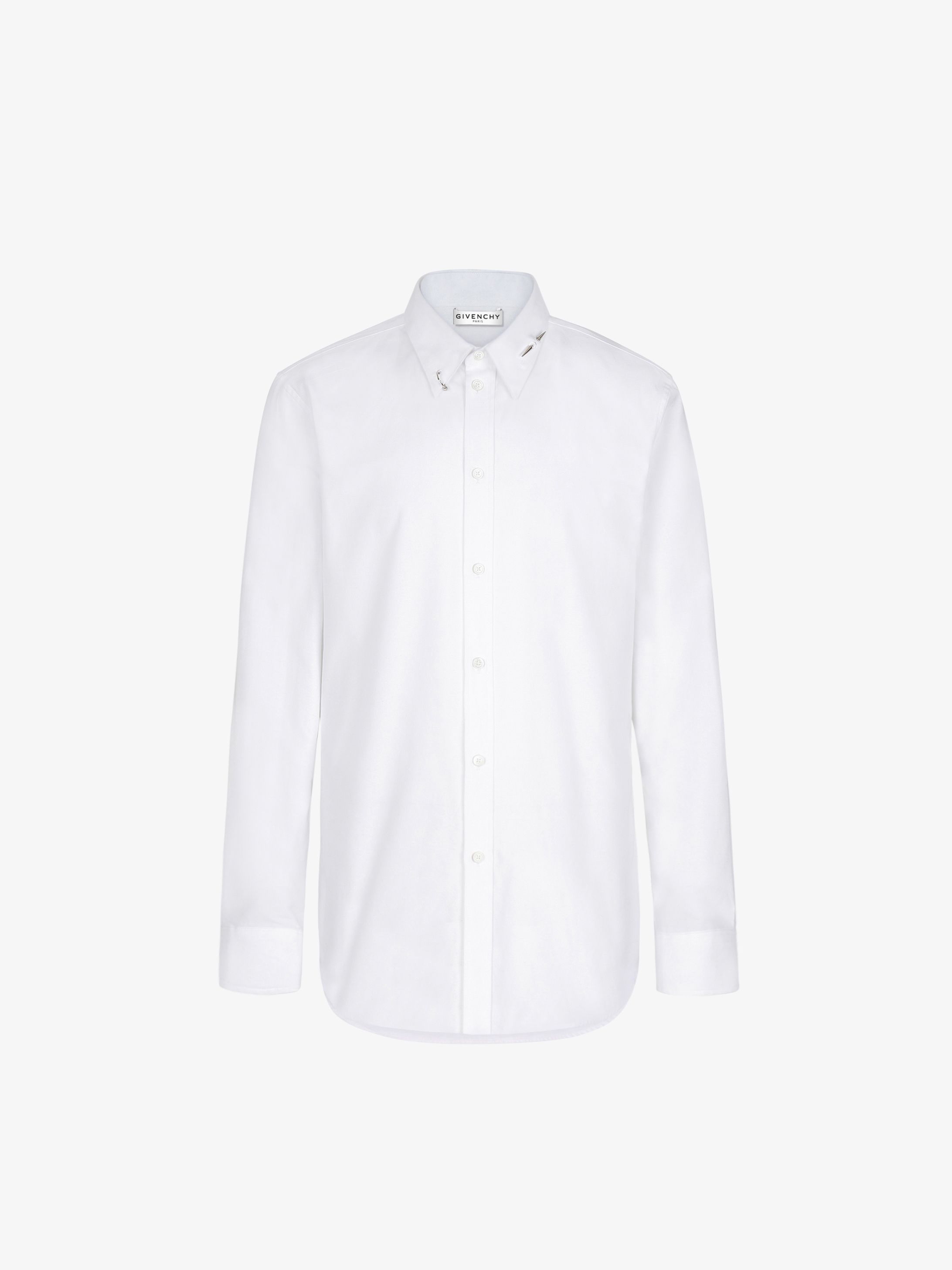 Shirt in oxford with piercing jewelry