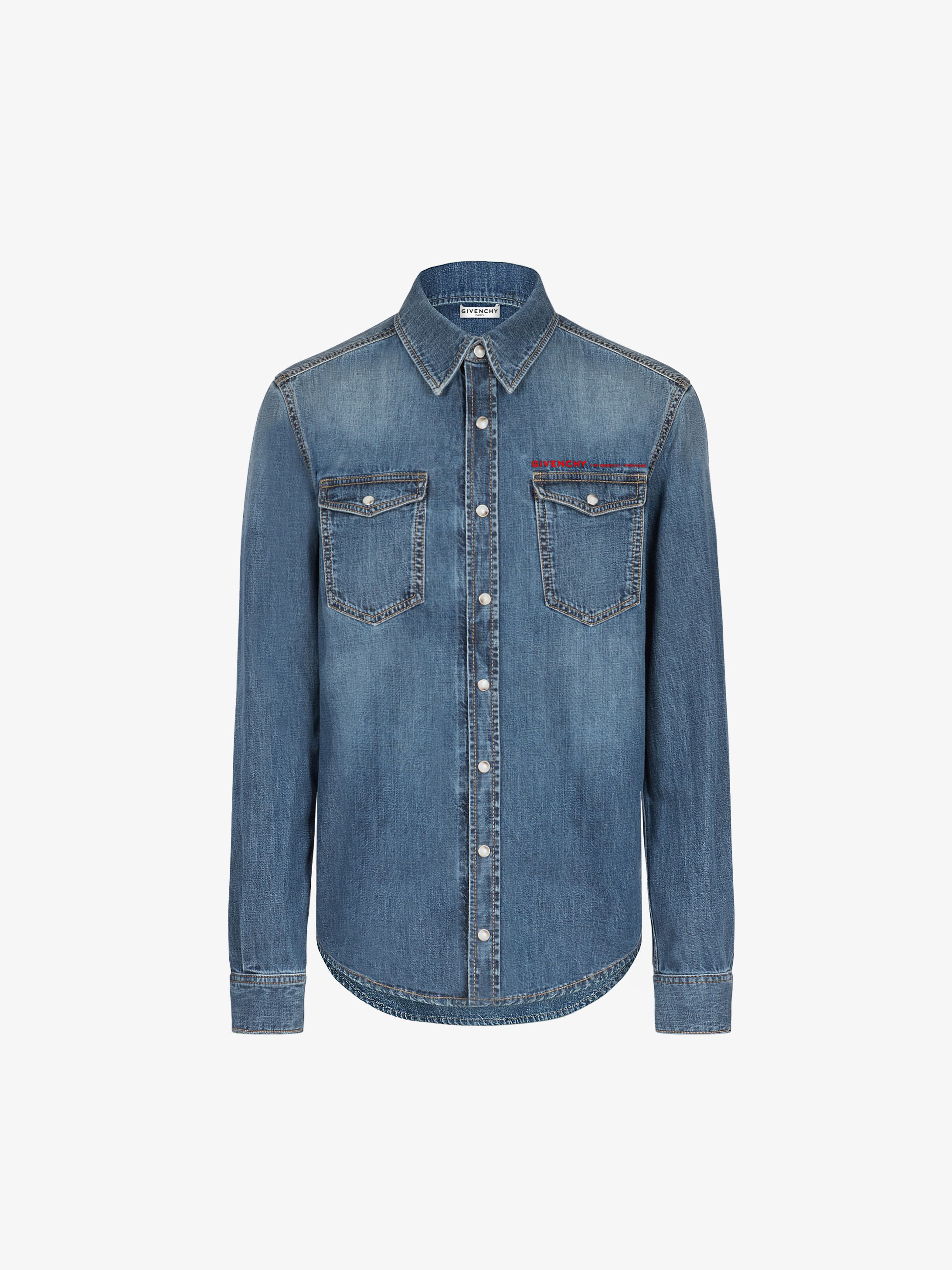 Chemise en denim à bandes latex