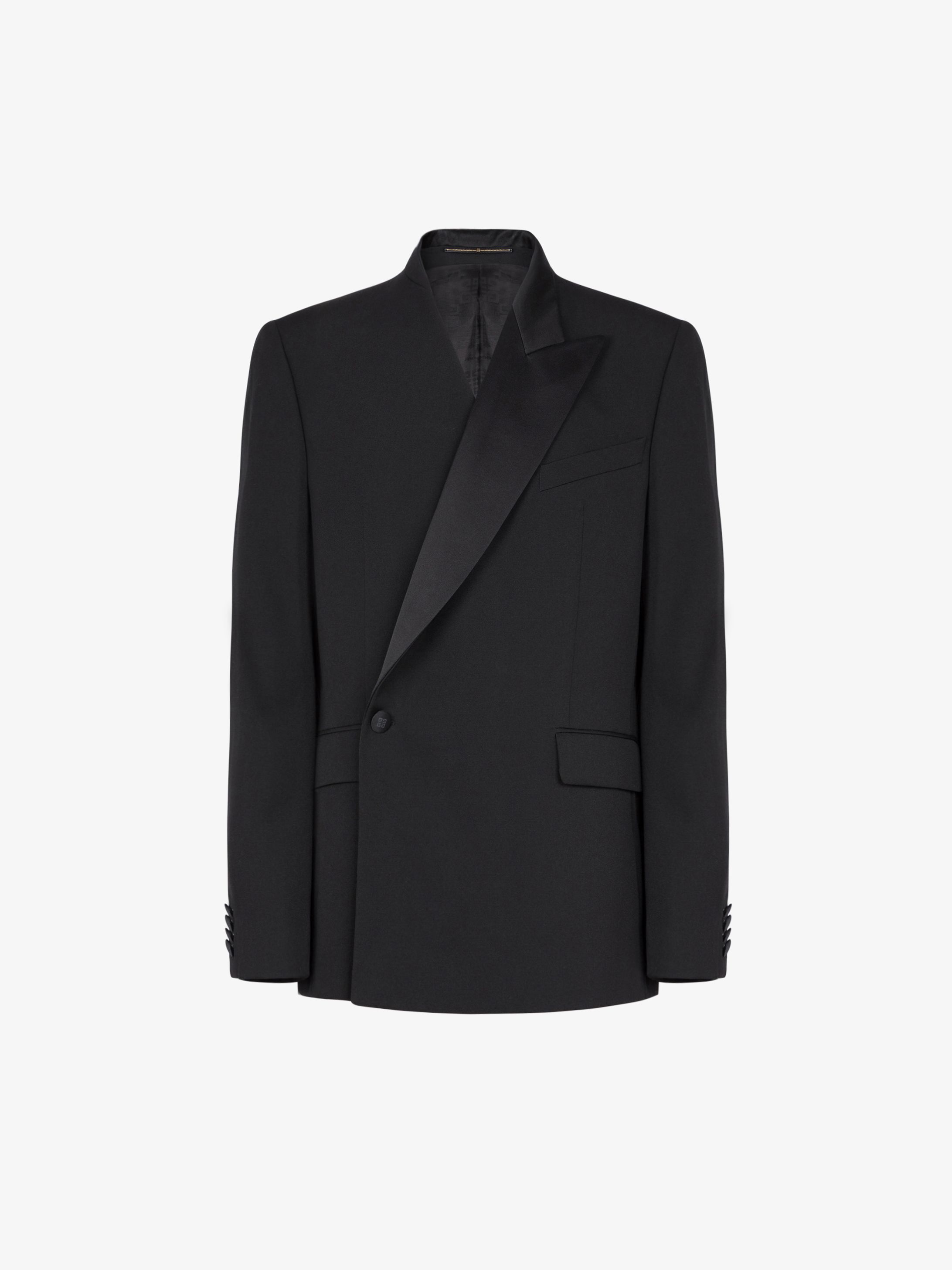 Veste croisée en grain de poudre à col asymétrique