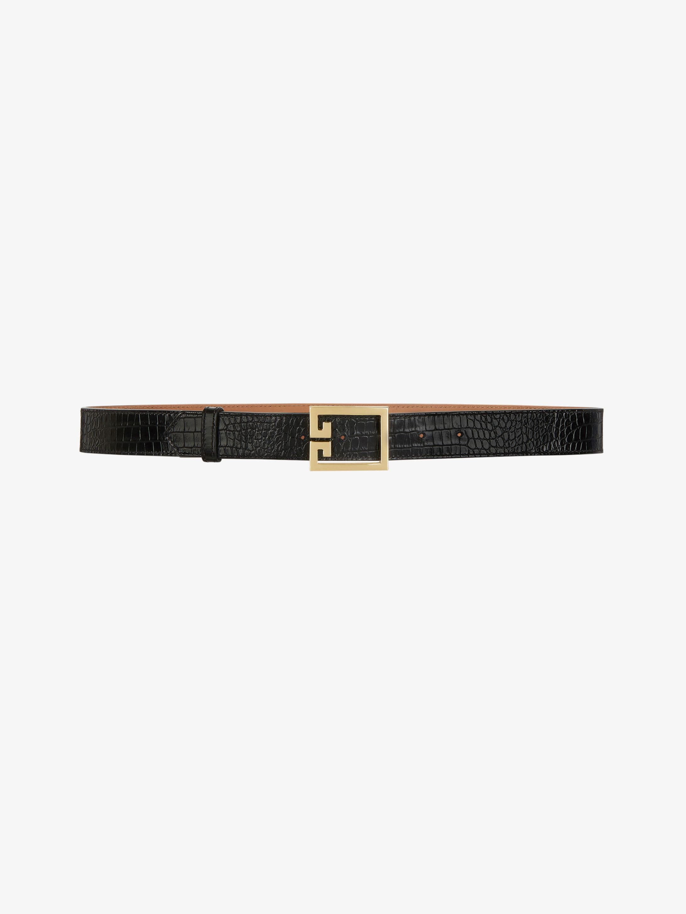 Double G belt in crocodile effect leather