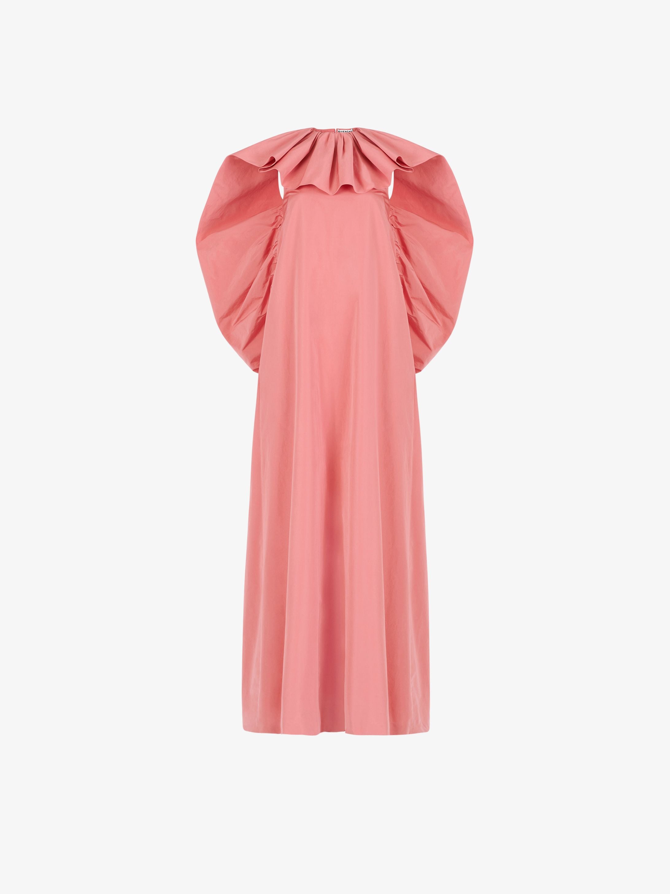 Evening dress in taffetas with puff frill