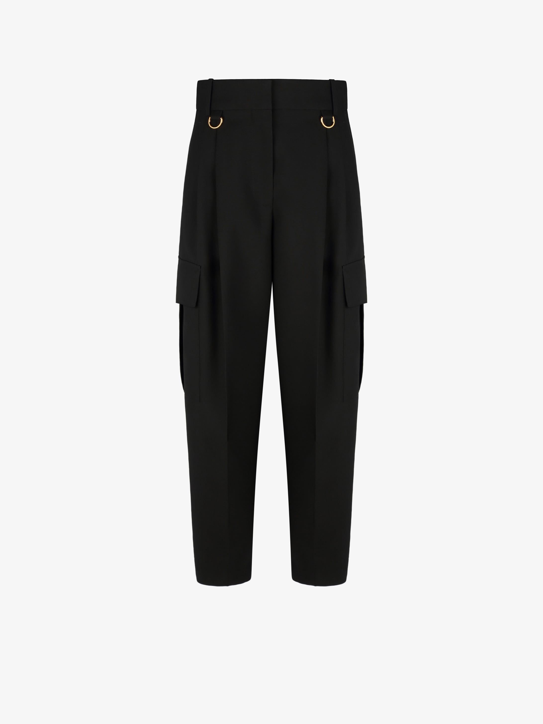 Cargo pants in lightweight wool with metallic details