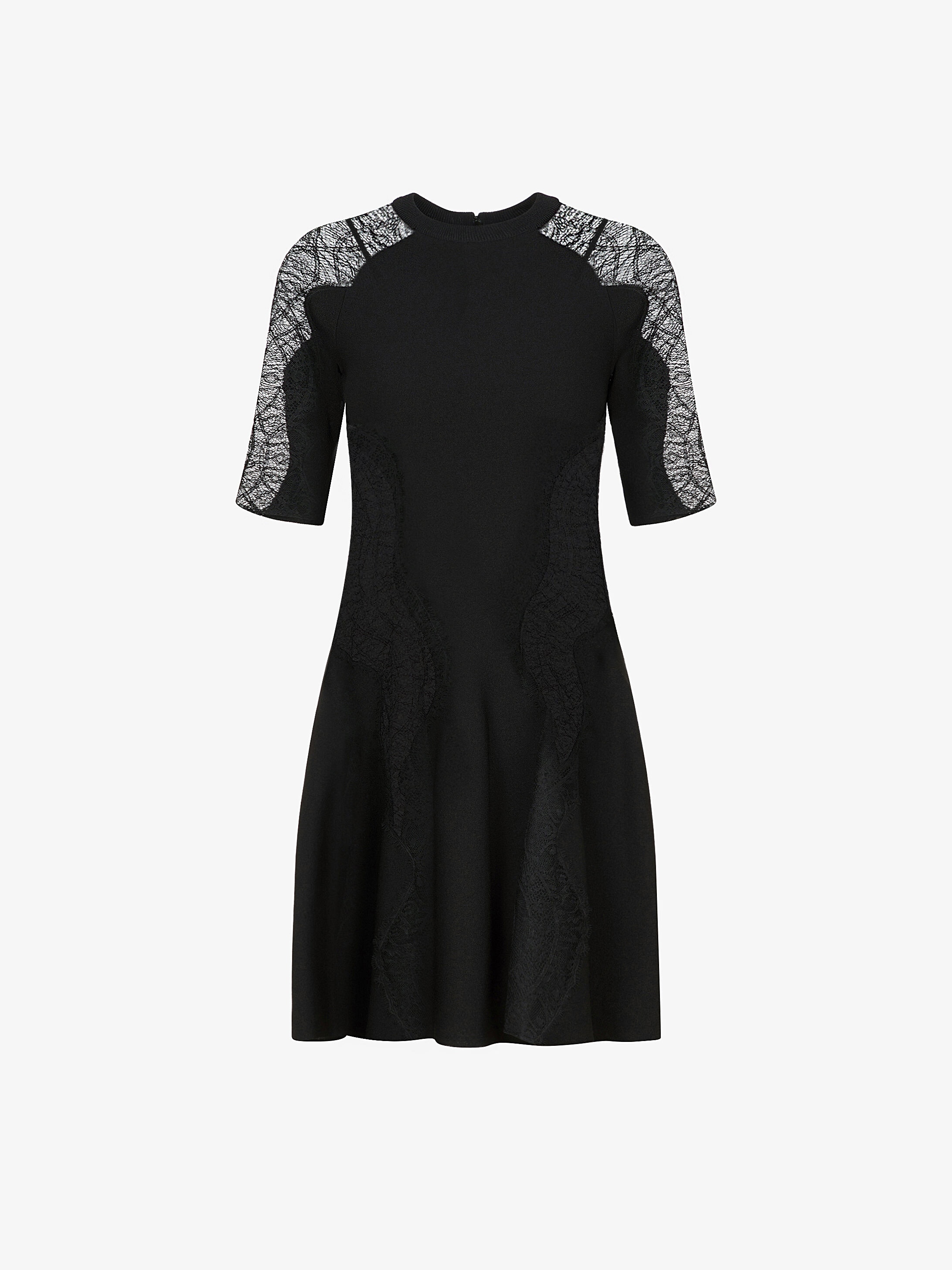 Gored dress in crêpe de viscose and lace