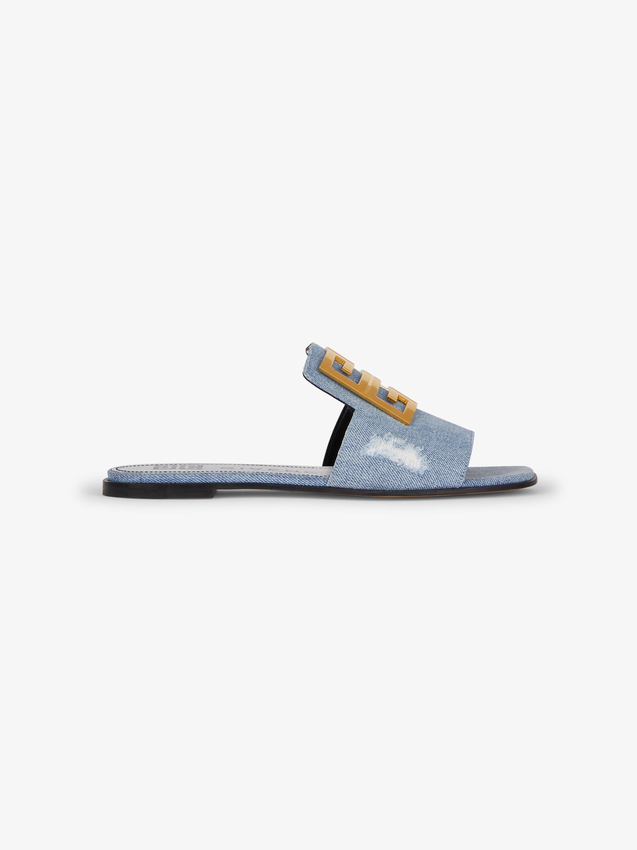 4 G sandals in destroyed denim