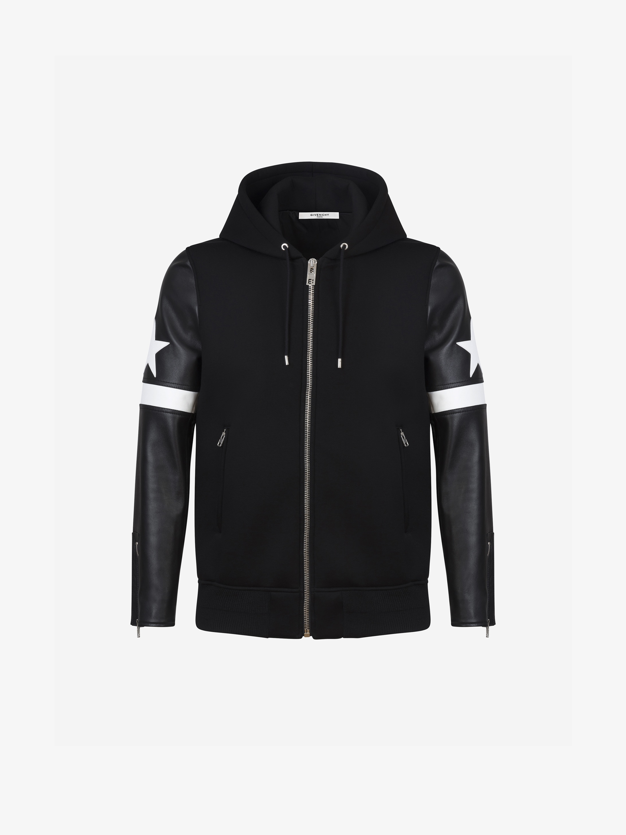 Givenchy Hoodie in leather and neoprene 