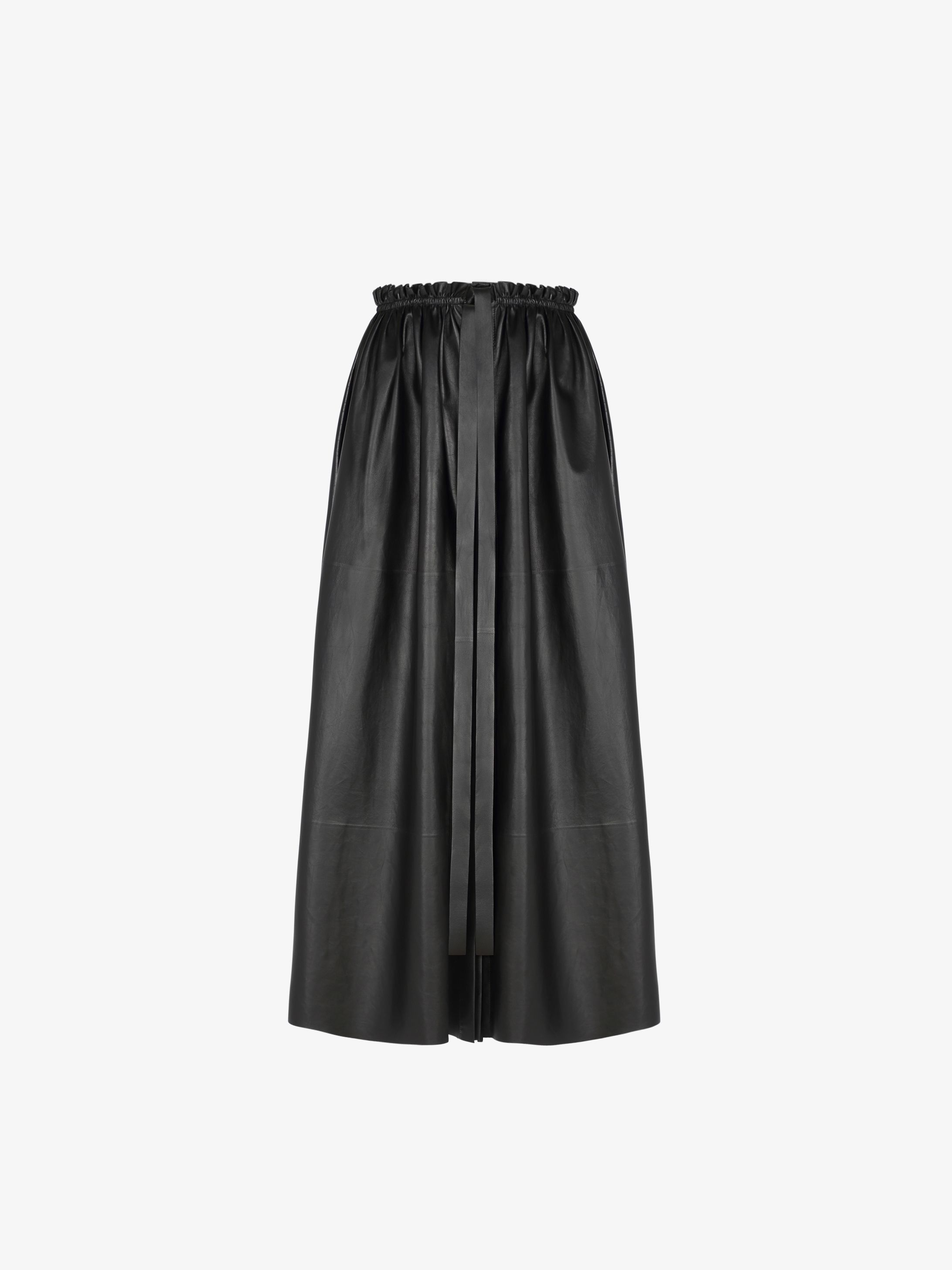 Jupe bouffante fendue en cuir