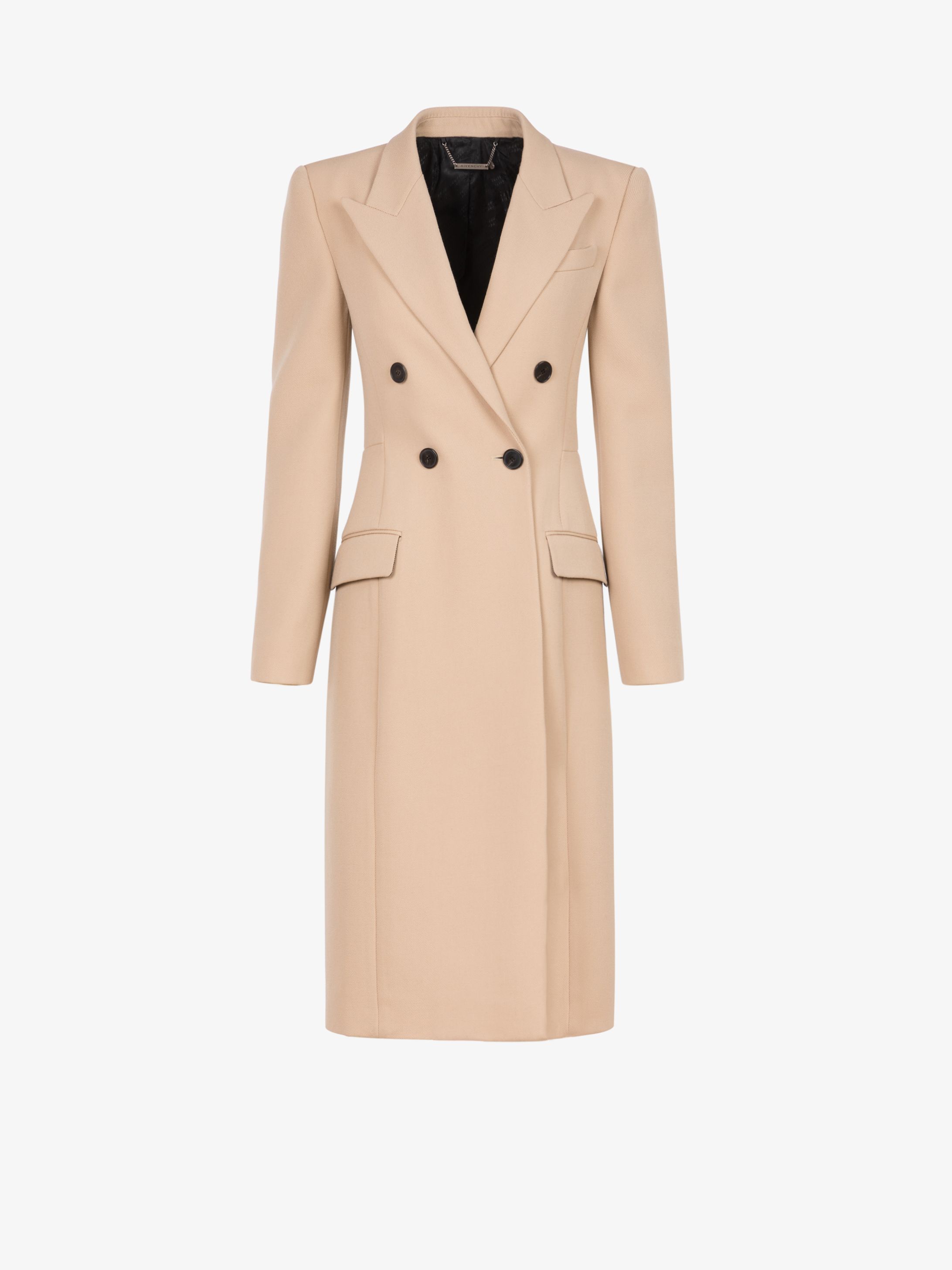 Manteau croisé en tricotine de laine
