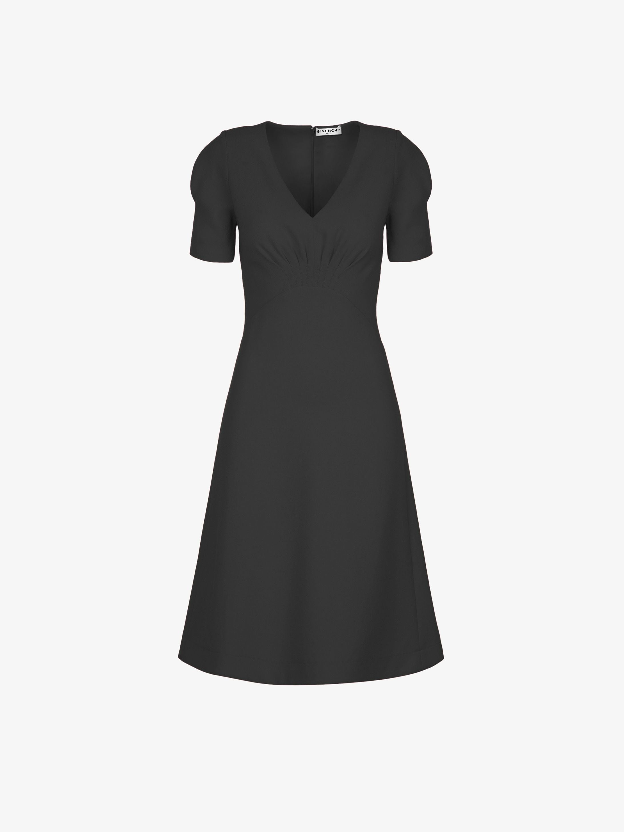Flared dress in crêpe de laine