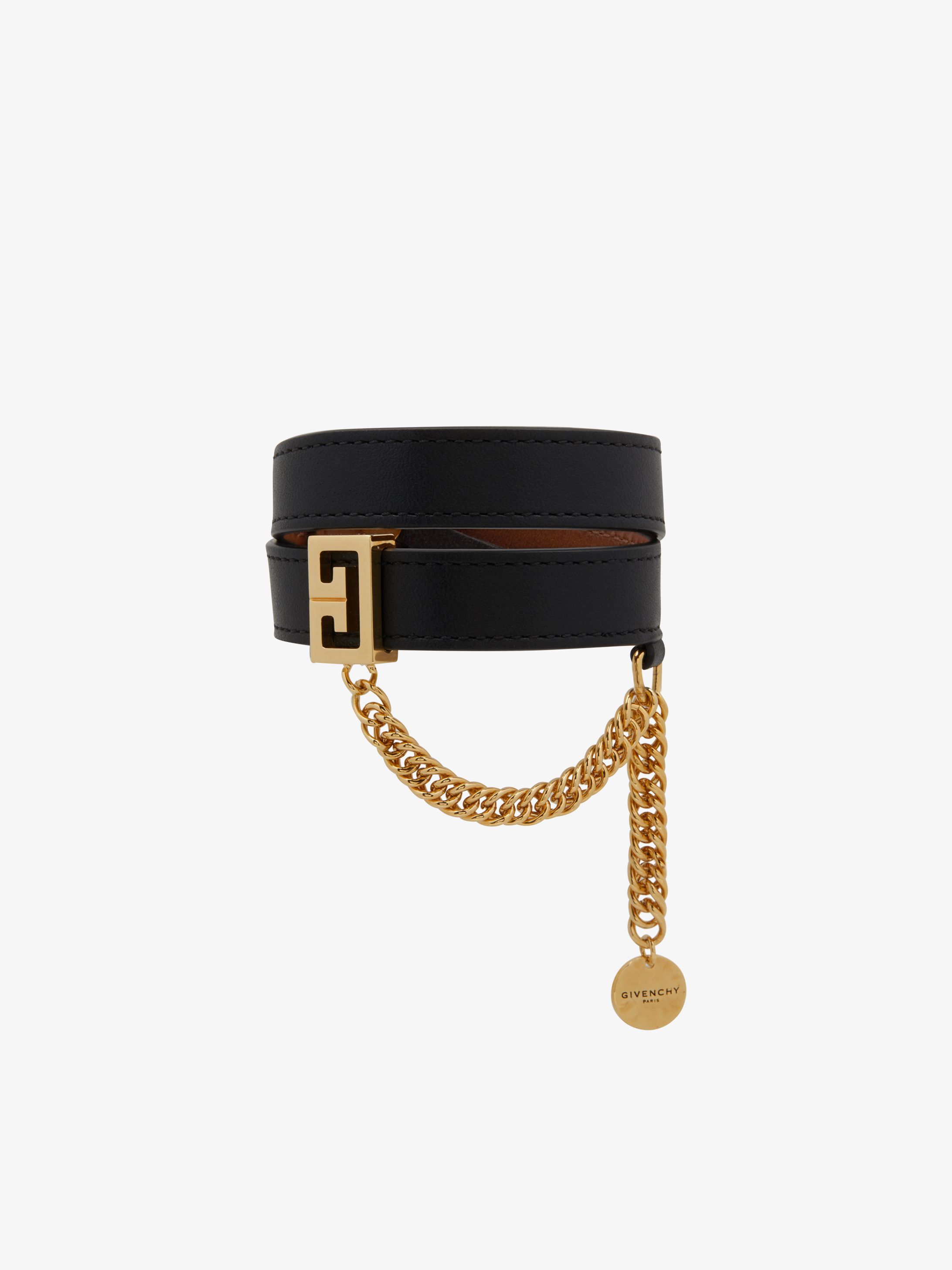 Bracelet double rang en laiton et cuir