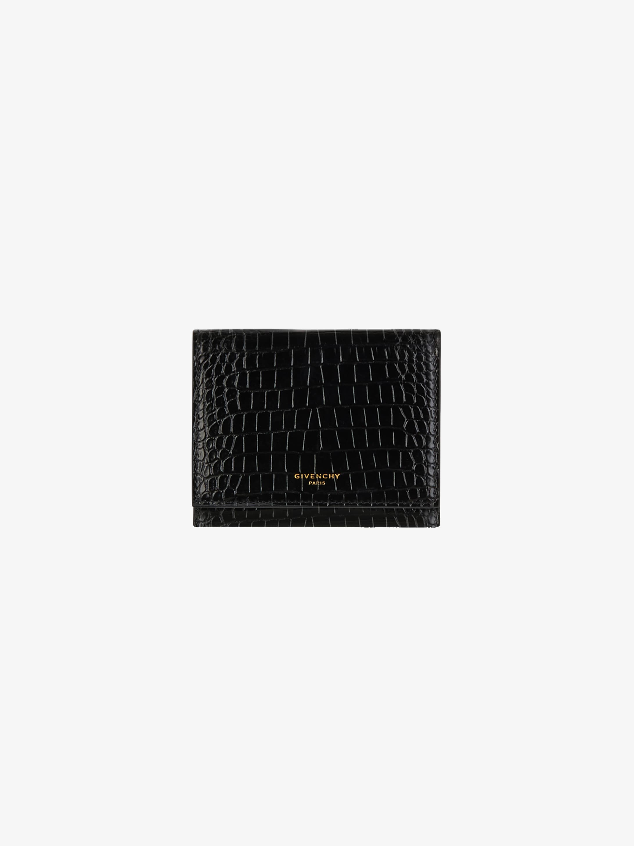 GV3 tri-fold wallet in crocodile effect leather