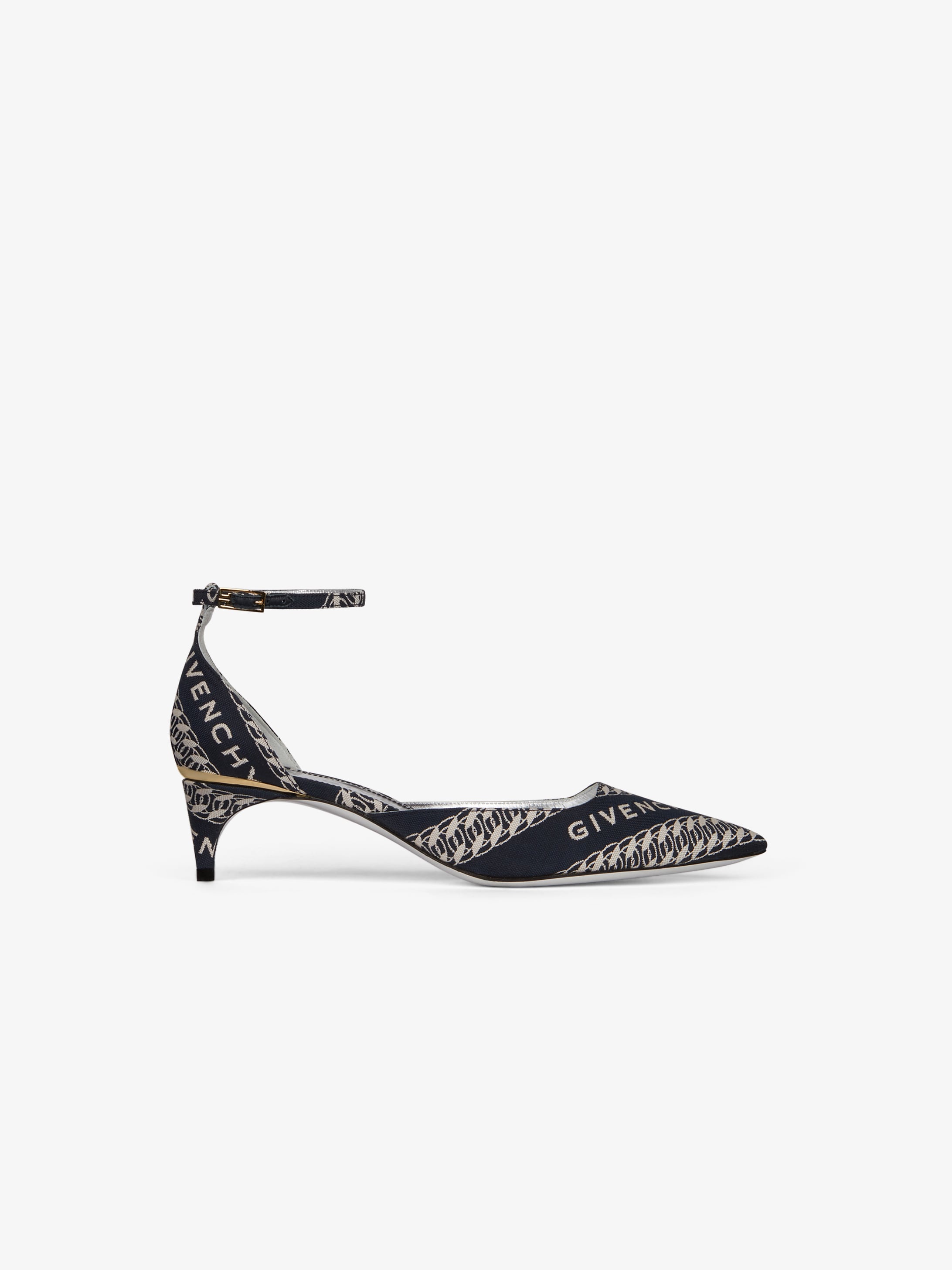 GIVENCHY Chain M-pumps kitten heels in canvas