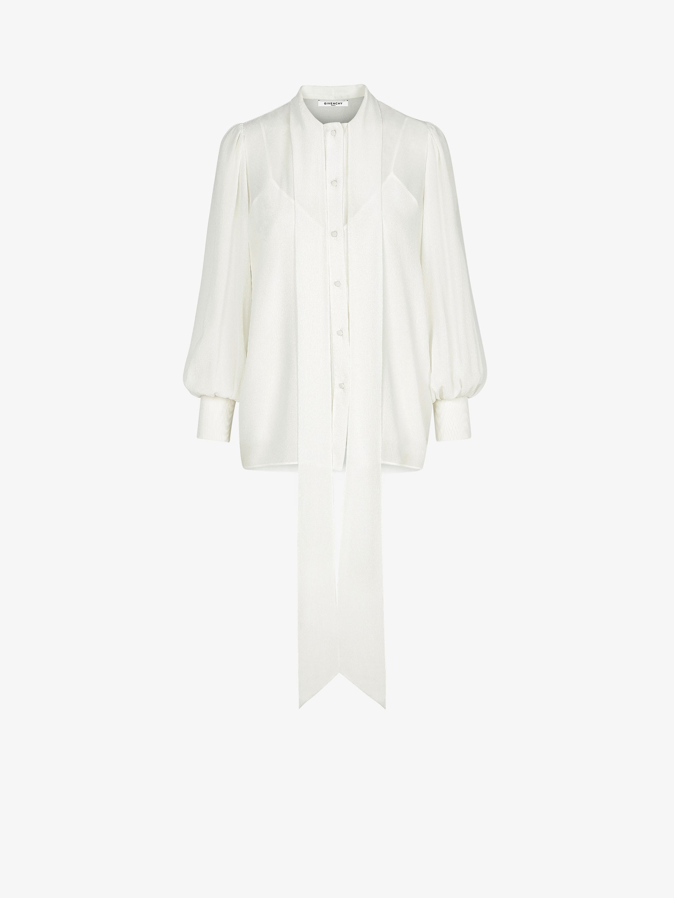 Blouse in silk with ascot tie