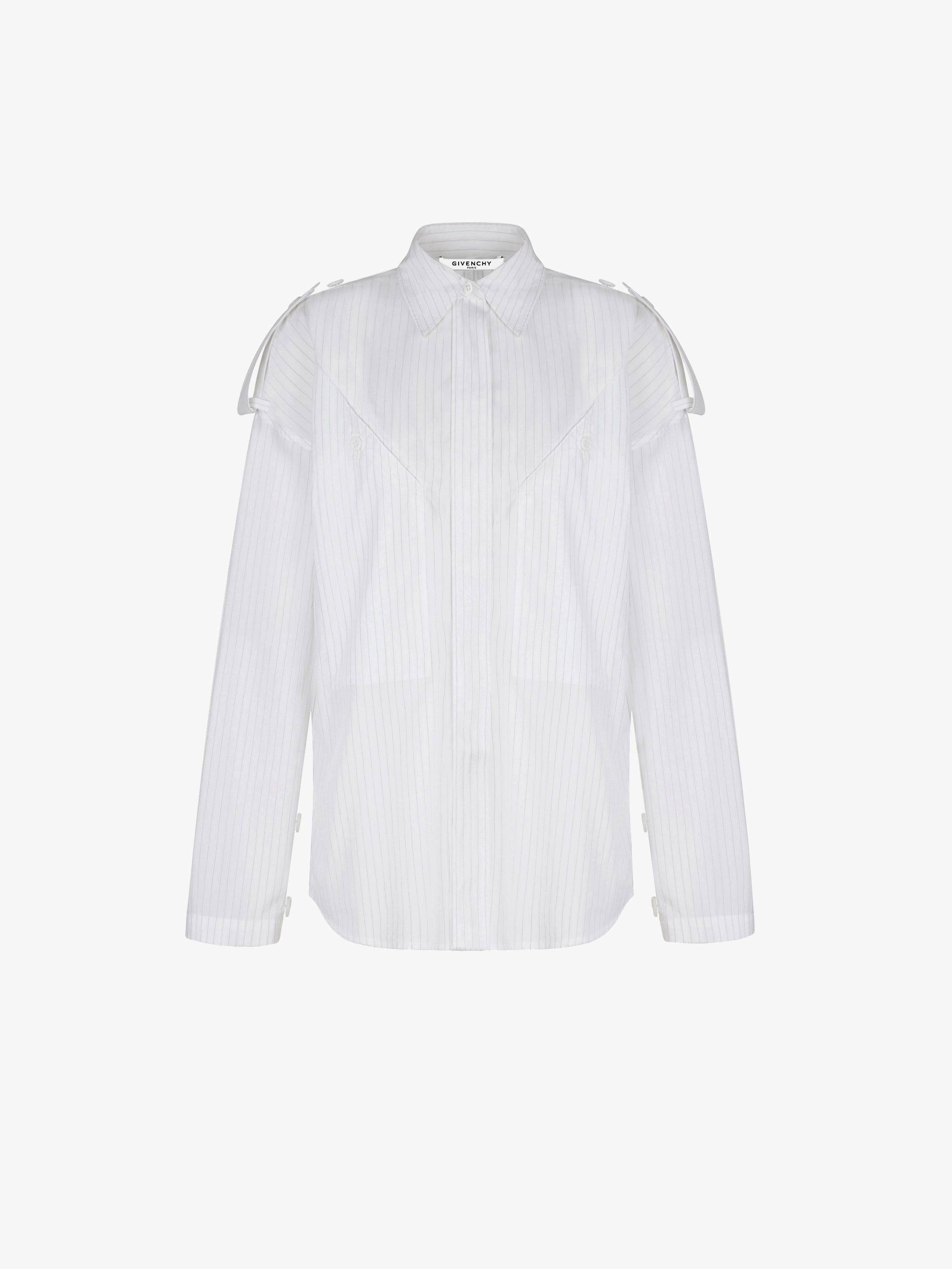 Chemise militaire rayée à pattes boutonnées