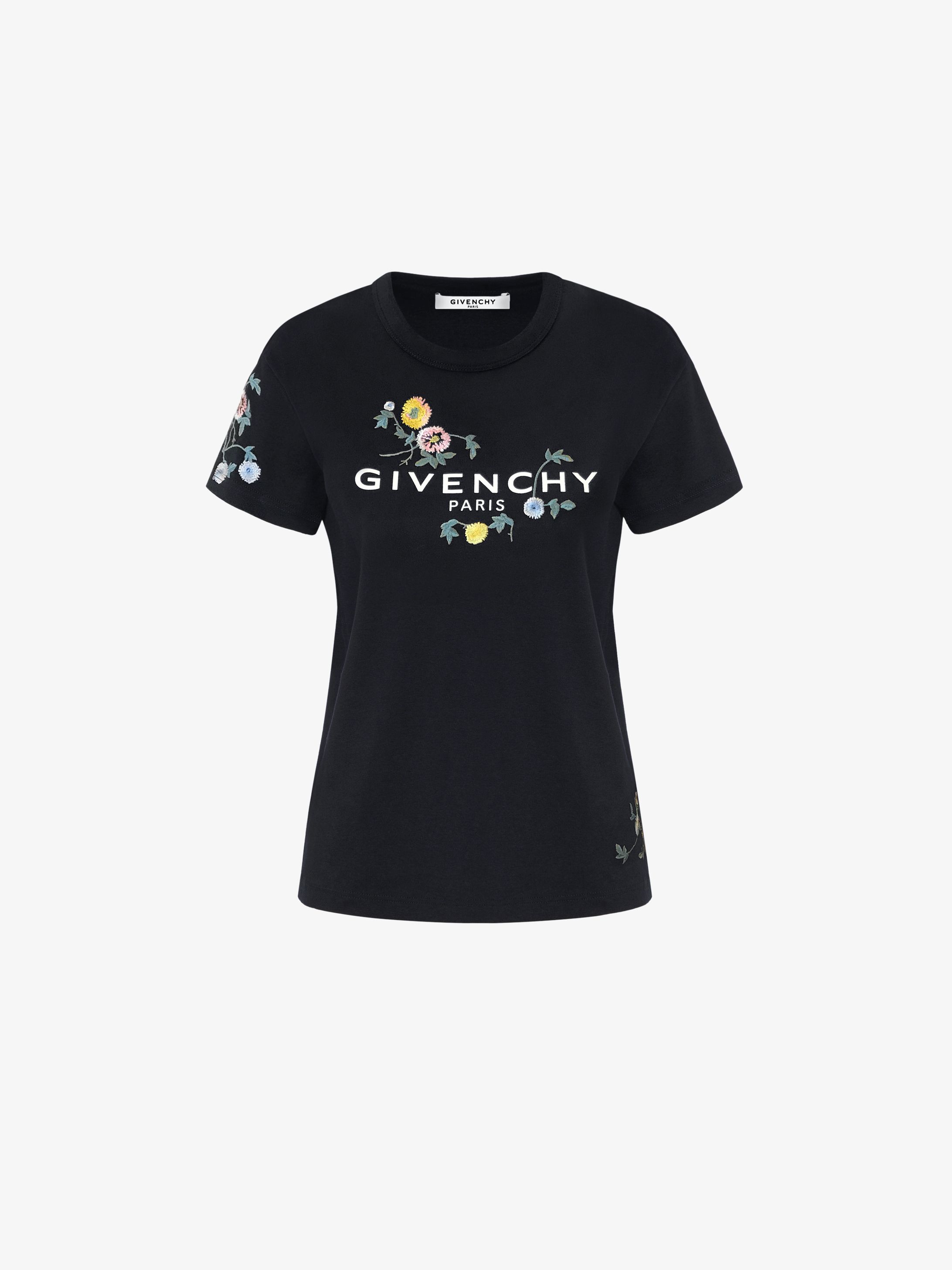 T-shirt slim à broderie florale GIVENCHY