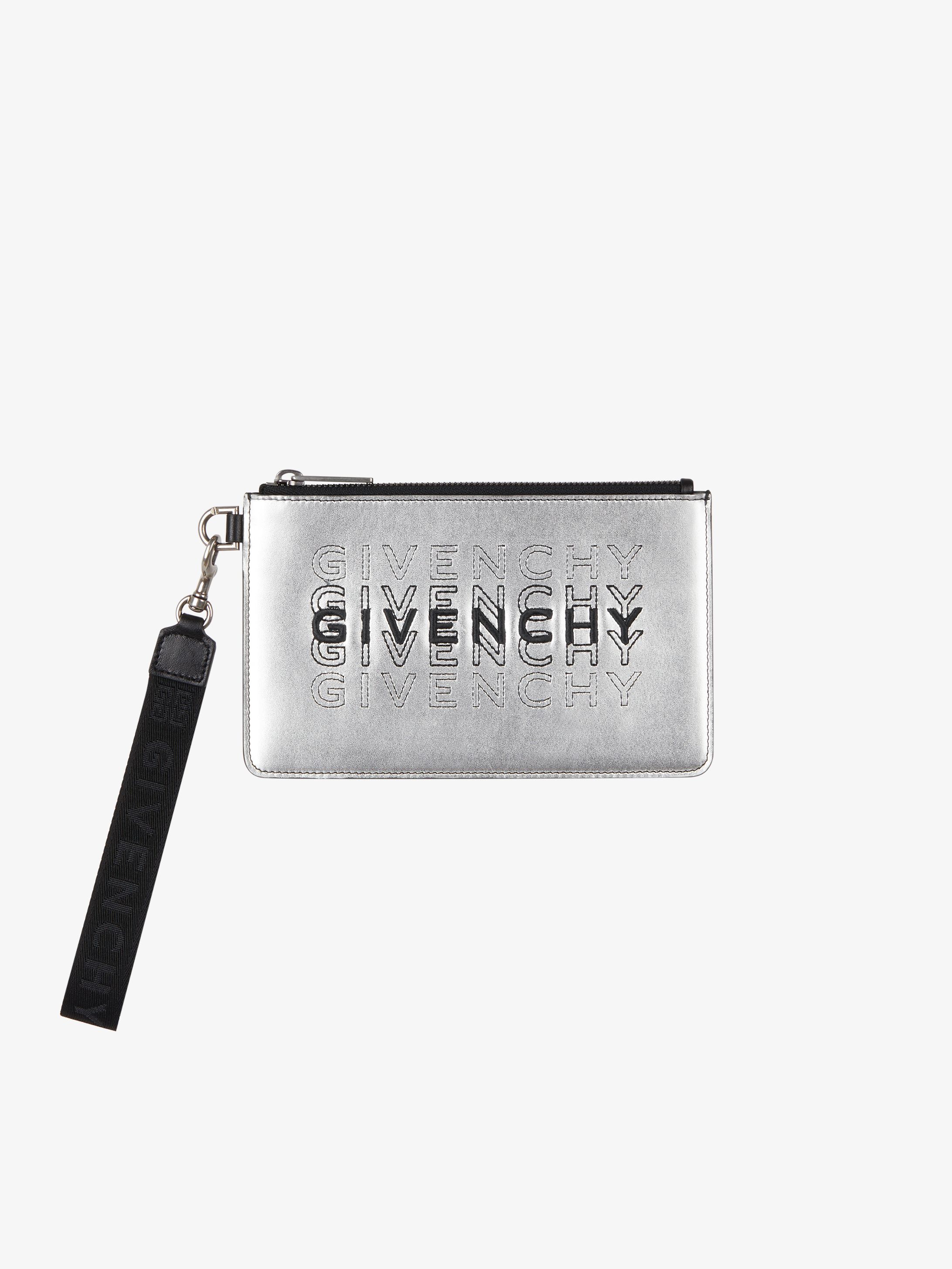 Metallized GIVENCHY wrist strap mini zipped pouch