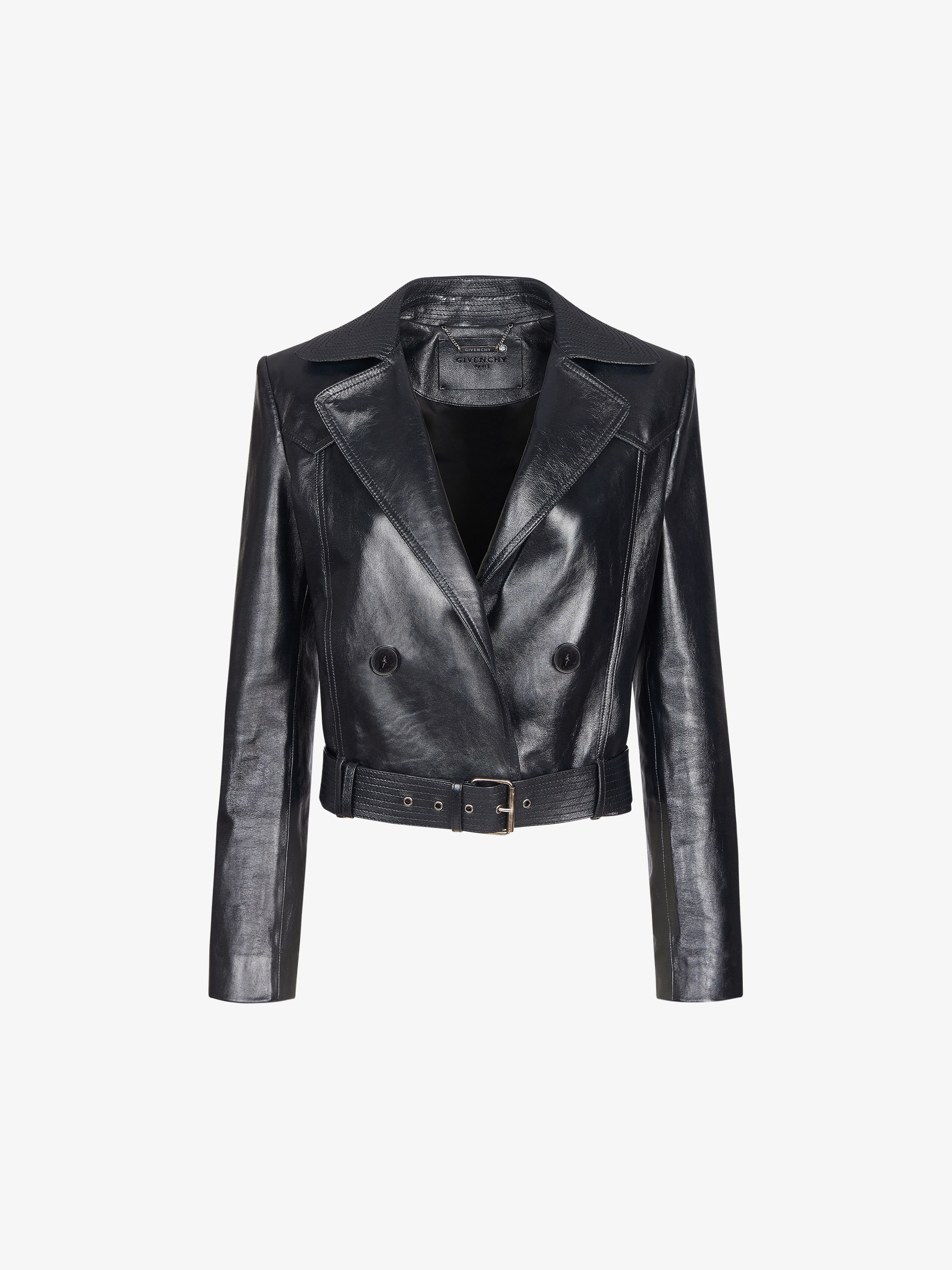 Leather jacket with belt | GIVENCHY Paris