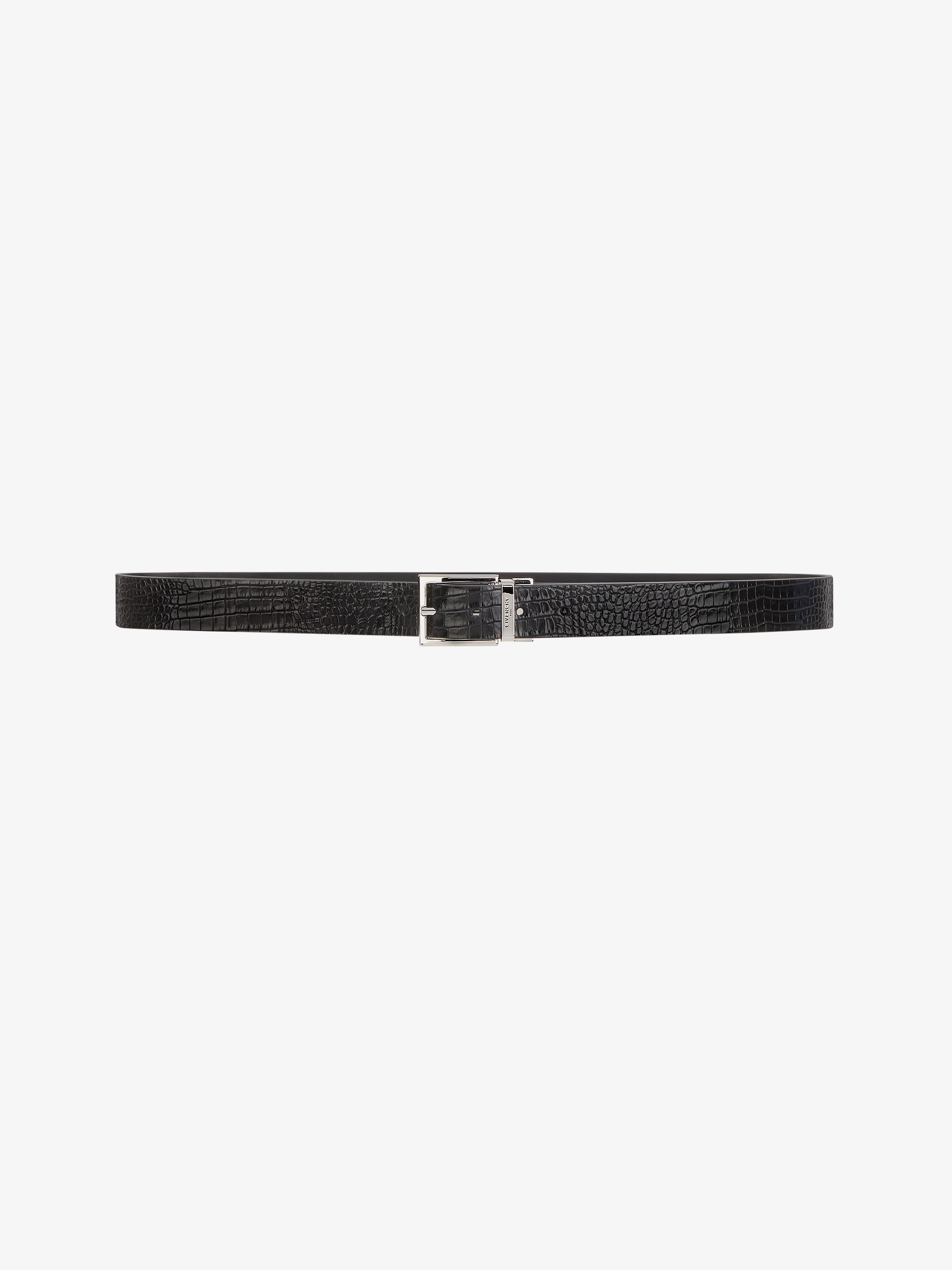 Reversible belt in crocodile effect leather