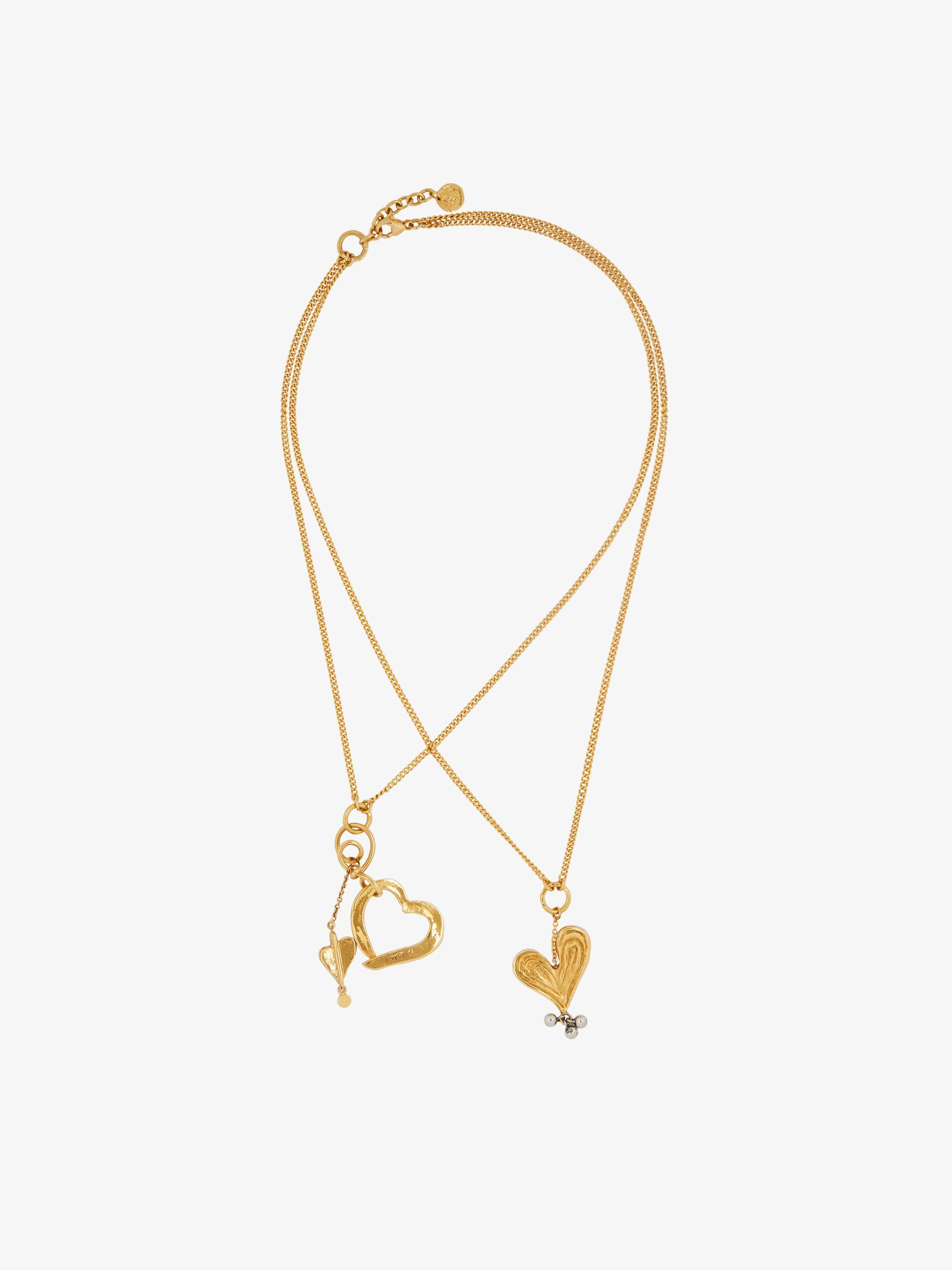 Double chain Heart pendant necklace