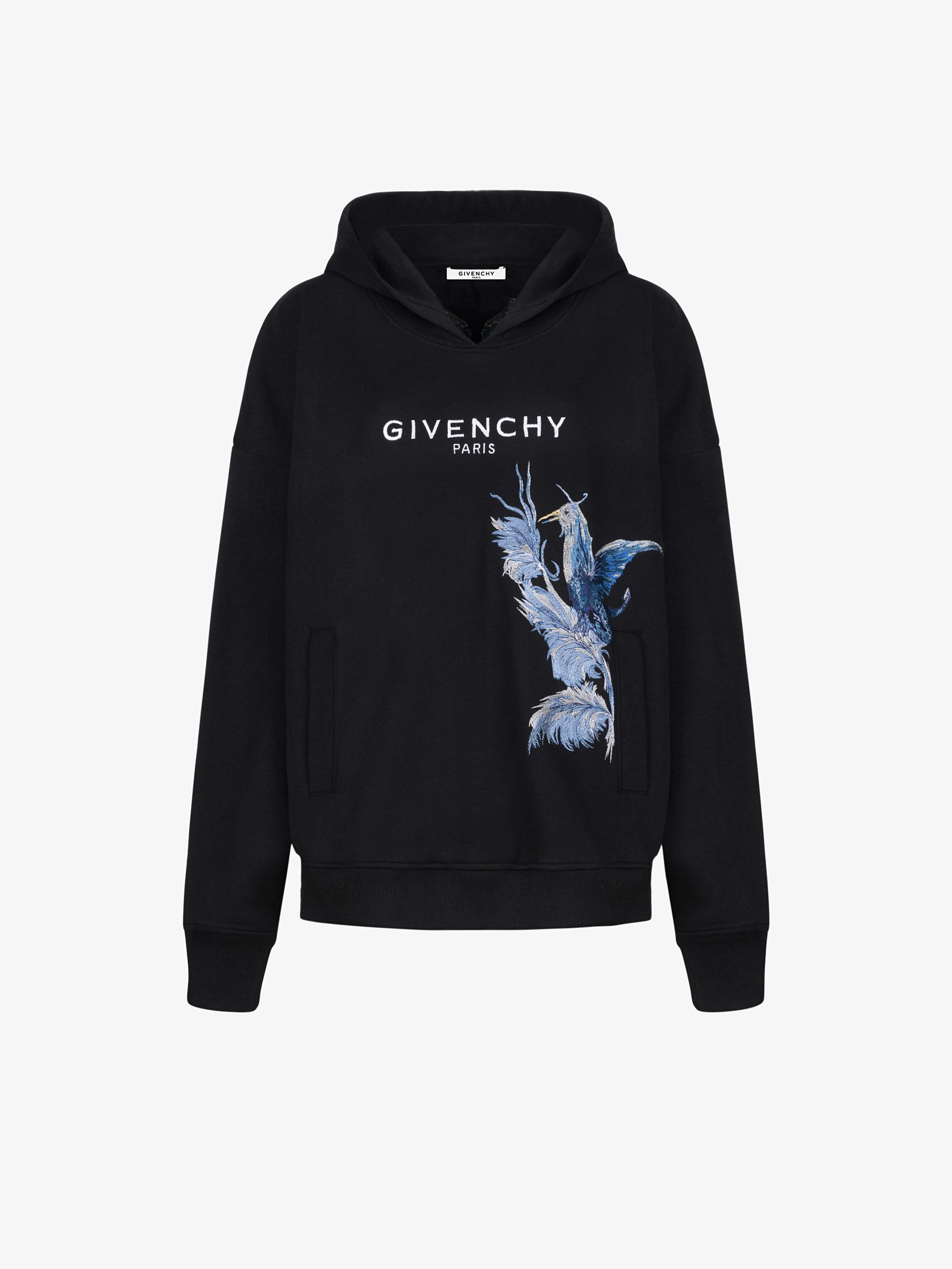 Birds embroidered oversized hoodie