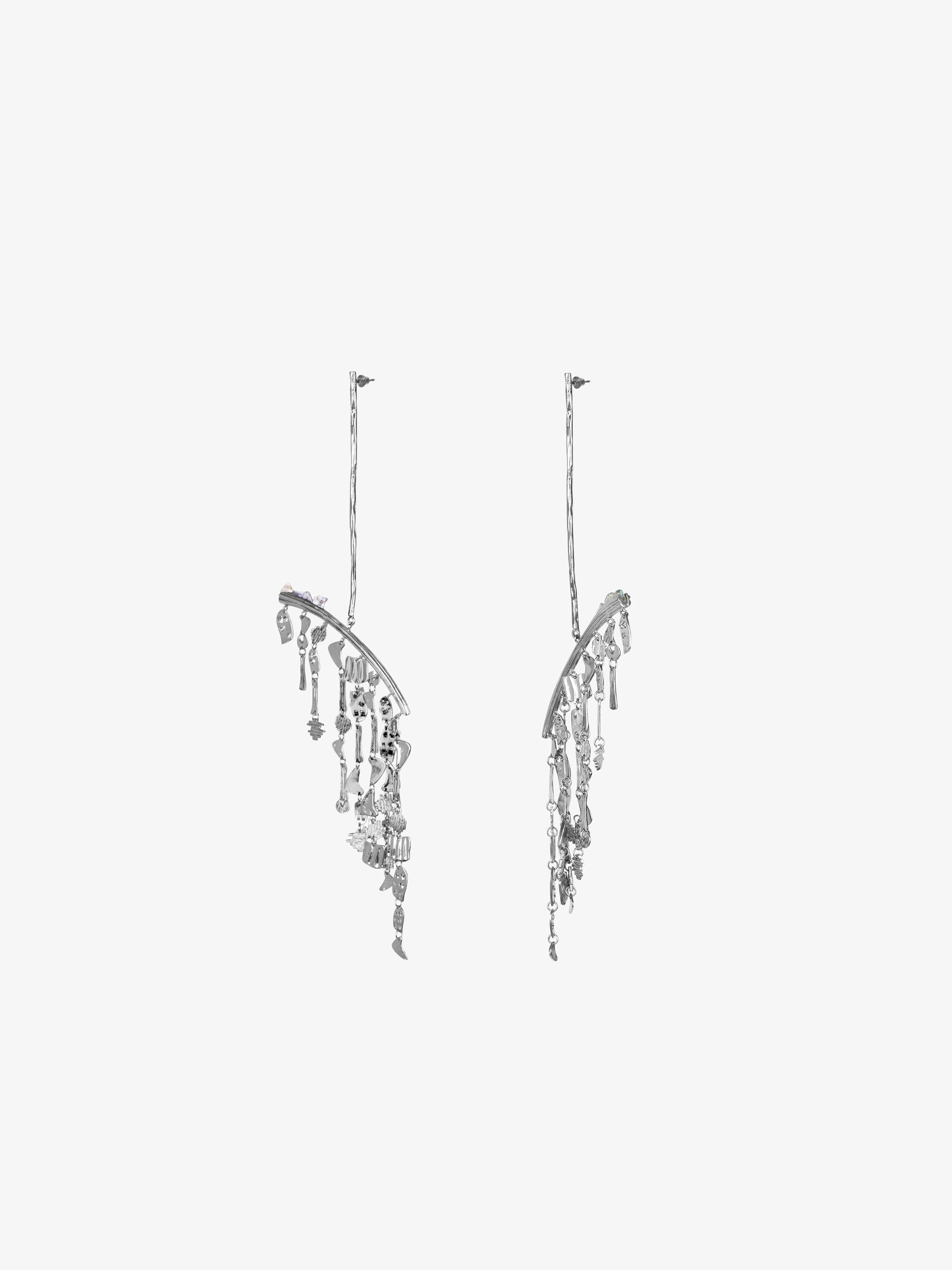 Pendant earrings in smoked quartz